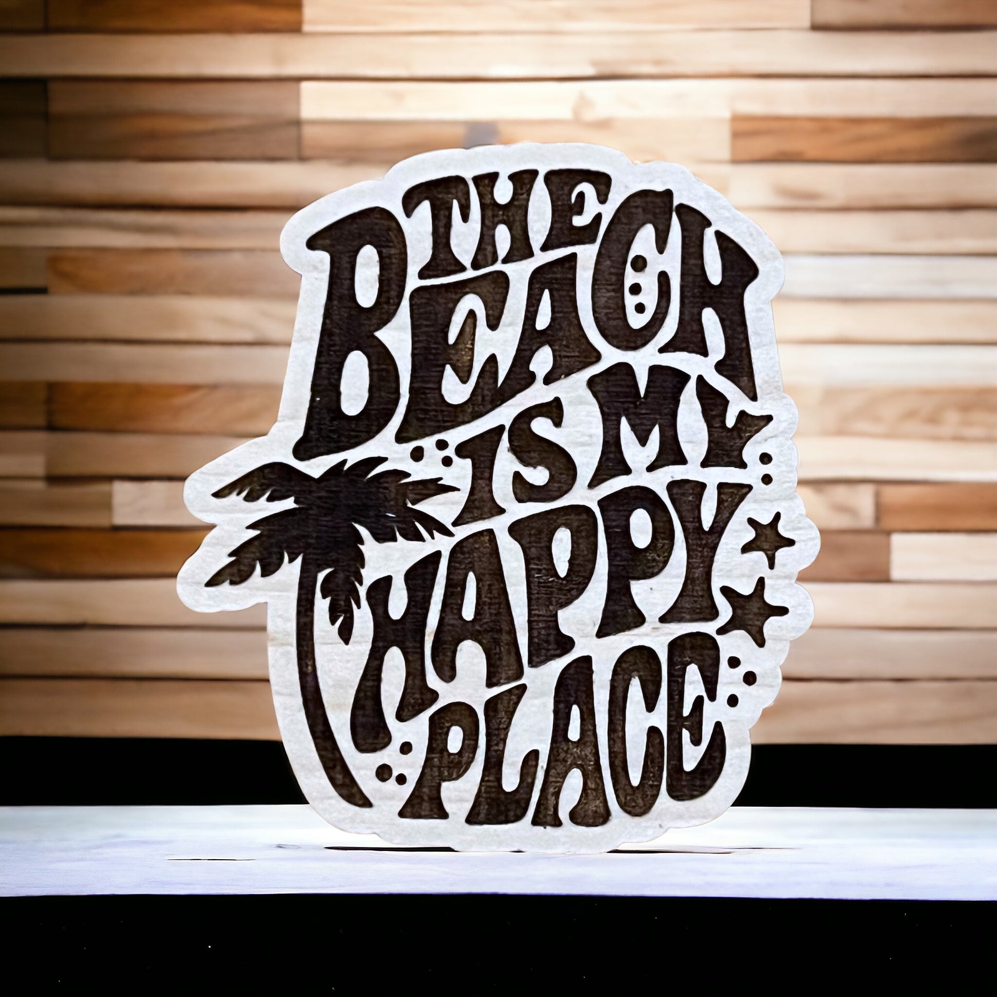 Beach Is My Happy Place Magnet – Coastal Wood Decor Gift