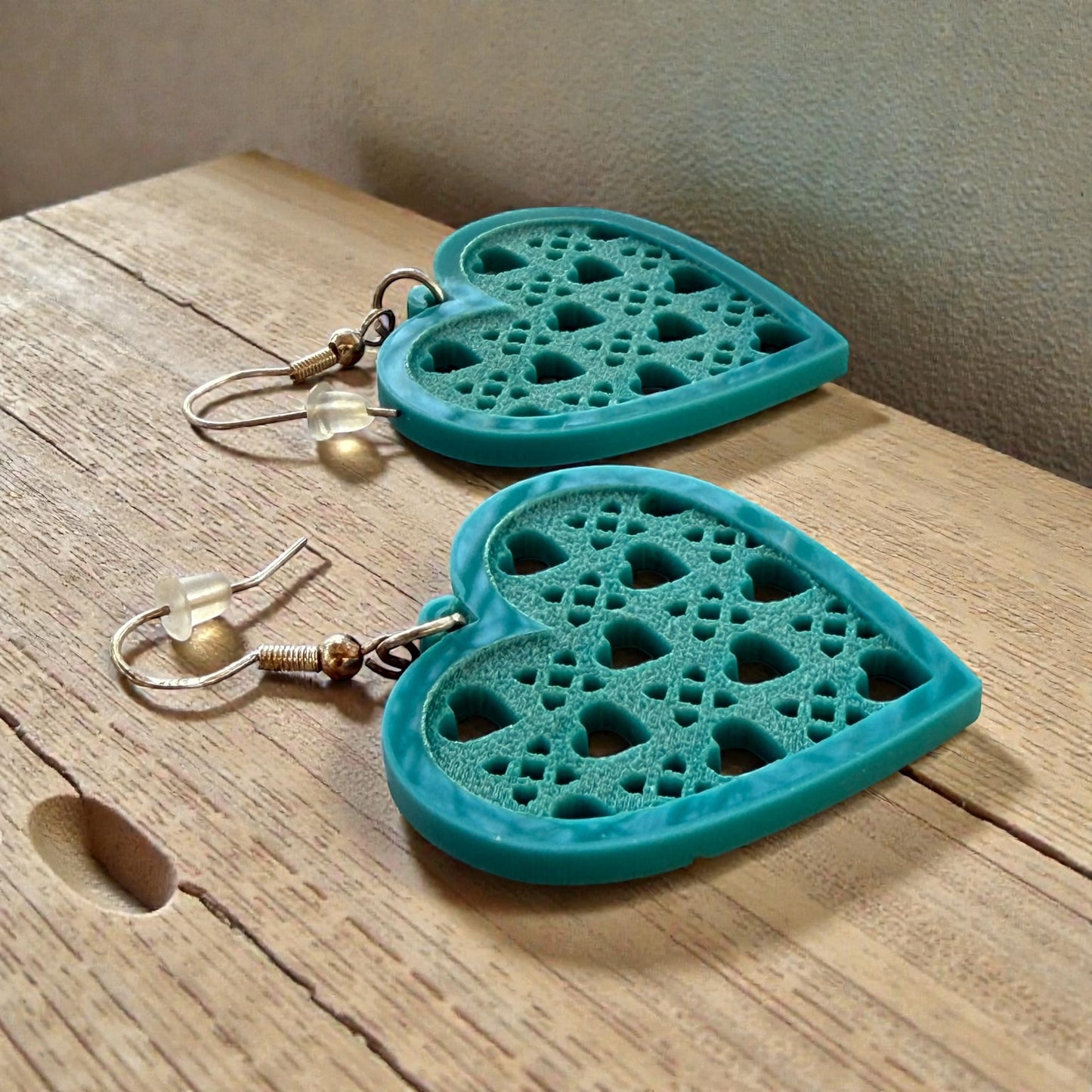Turquoise Cutout Heart Earrings – Lightweight Boho Dangle Jewelry