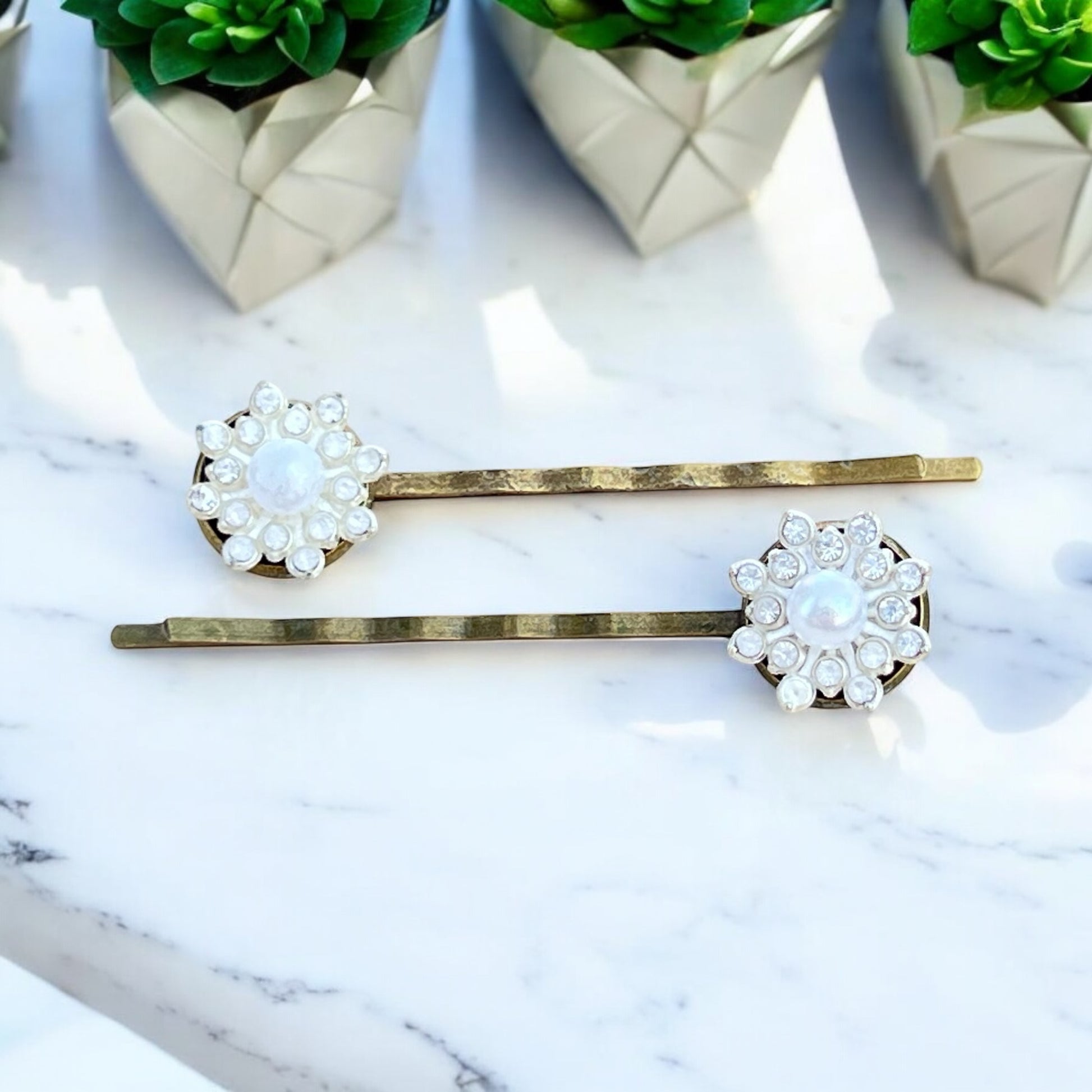 Antique Bronze Hair Pins – Set of 2 Handmade Vintage Bridal Accessories