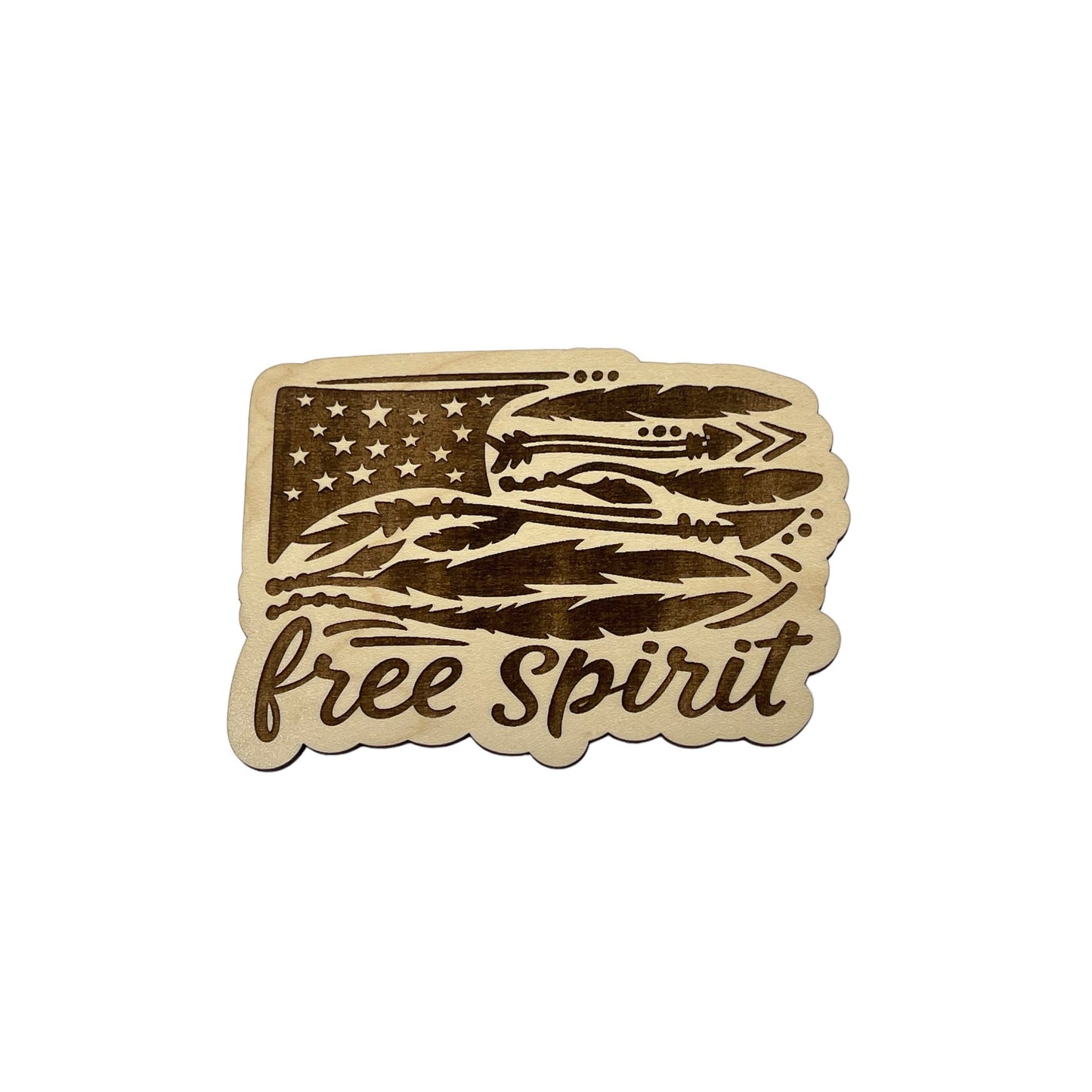 Free Spirit Arrow Flag Magnet – Boho Patriotic Wooden Decor