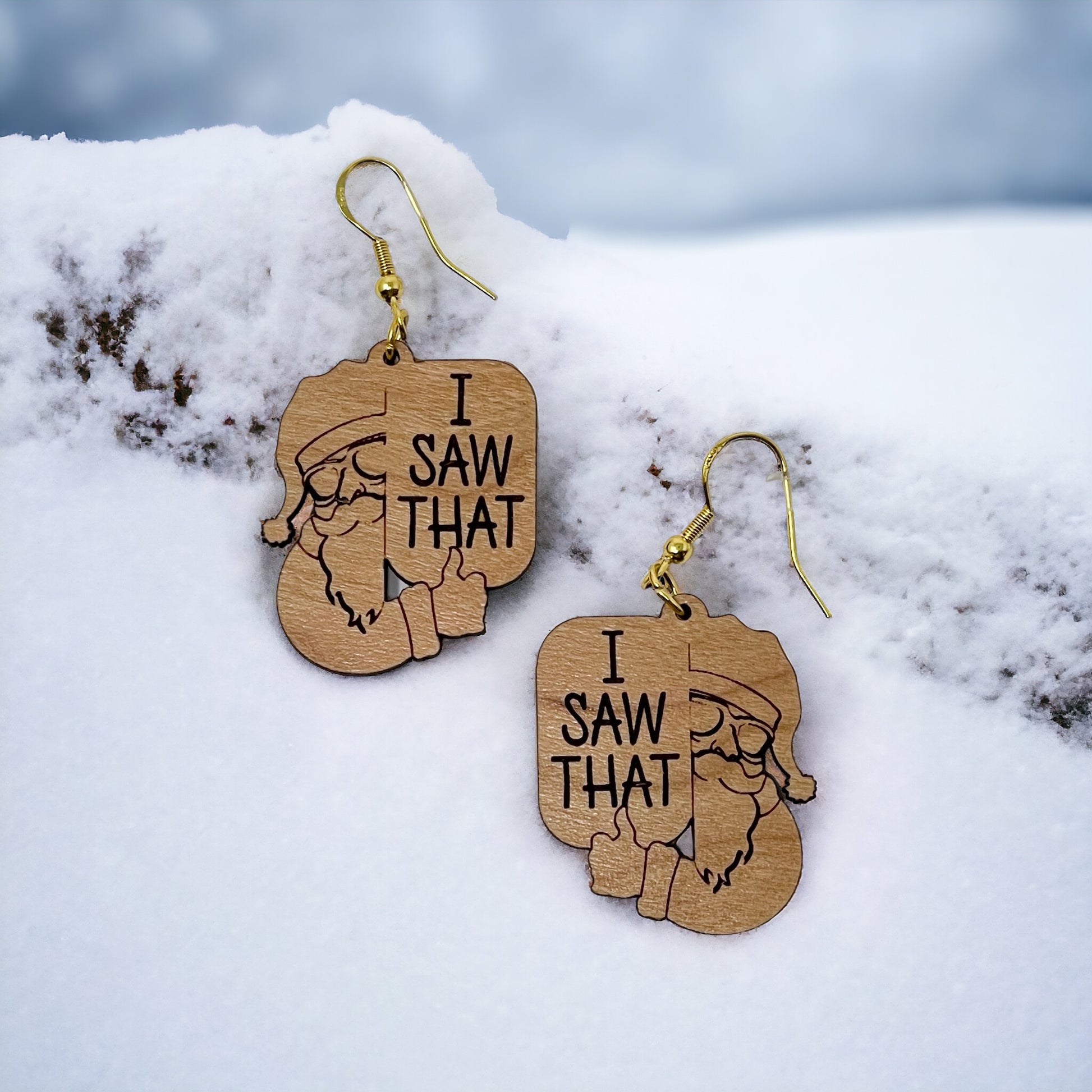 Funny Santa Earrings, Rustic Dangle Earring, Funny Quotes Earring, Cute Winter Holiday Earring, Wooden Word Earring, Country Western Jewelry