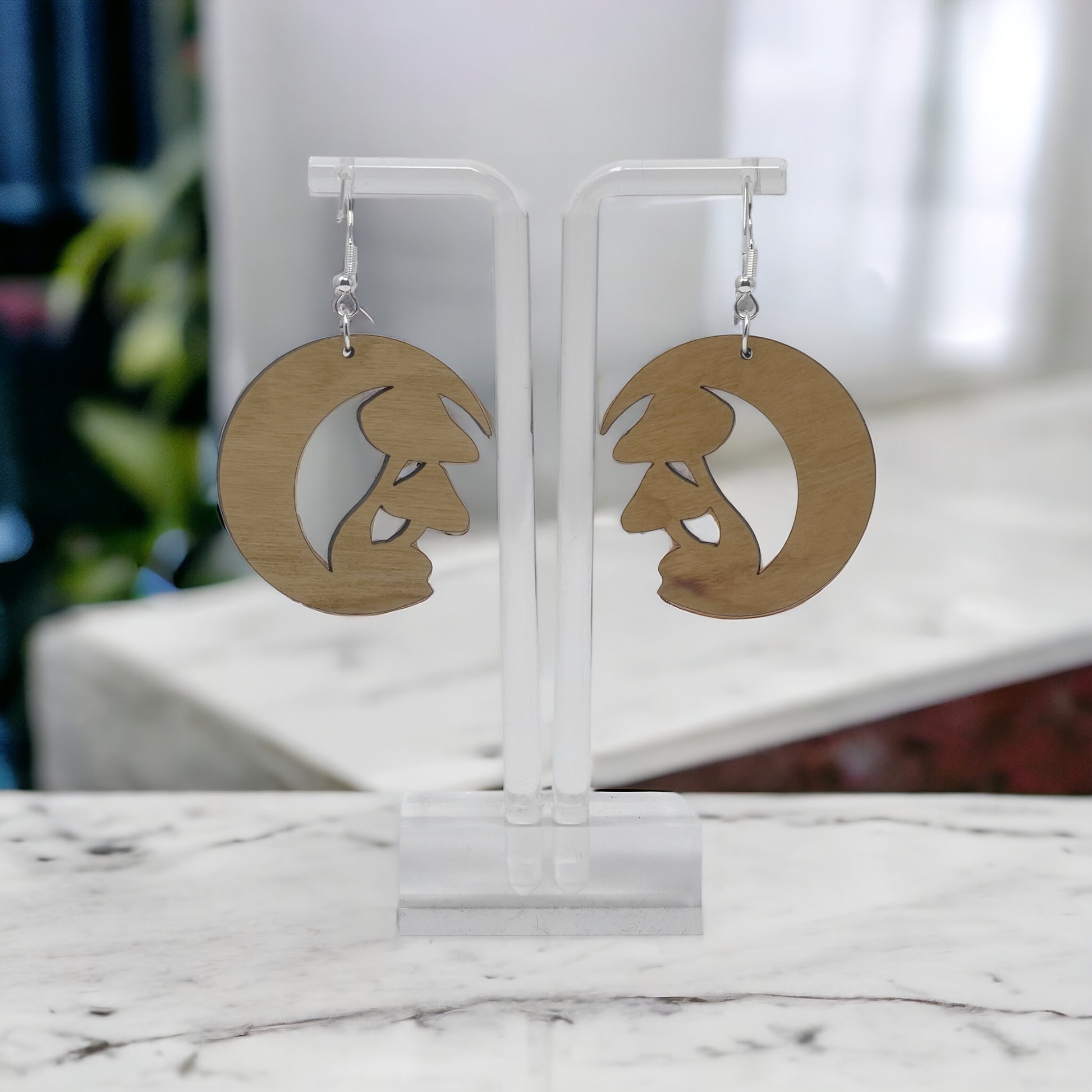 Mushroom Skull Moon Earrings – Woodland Whimsy Boho Statement Jewelry