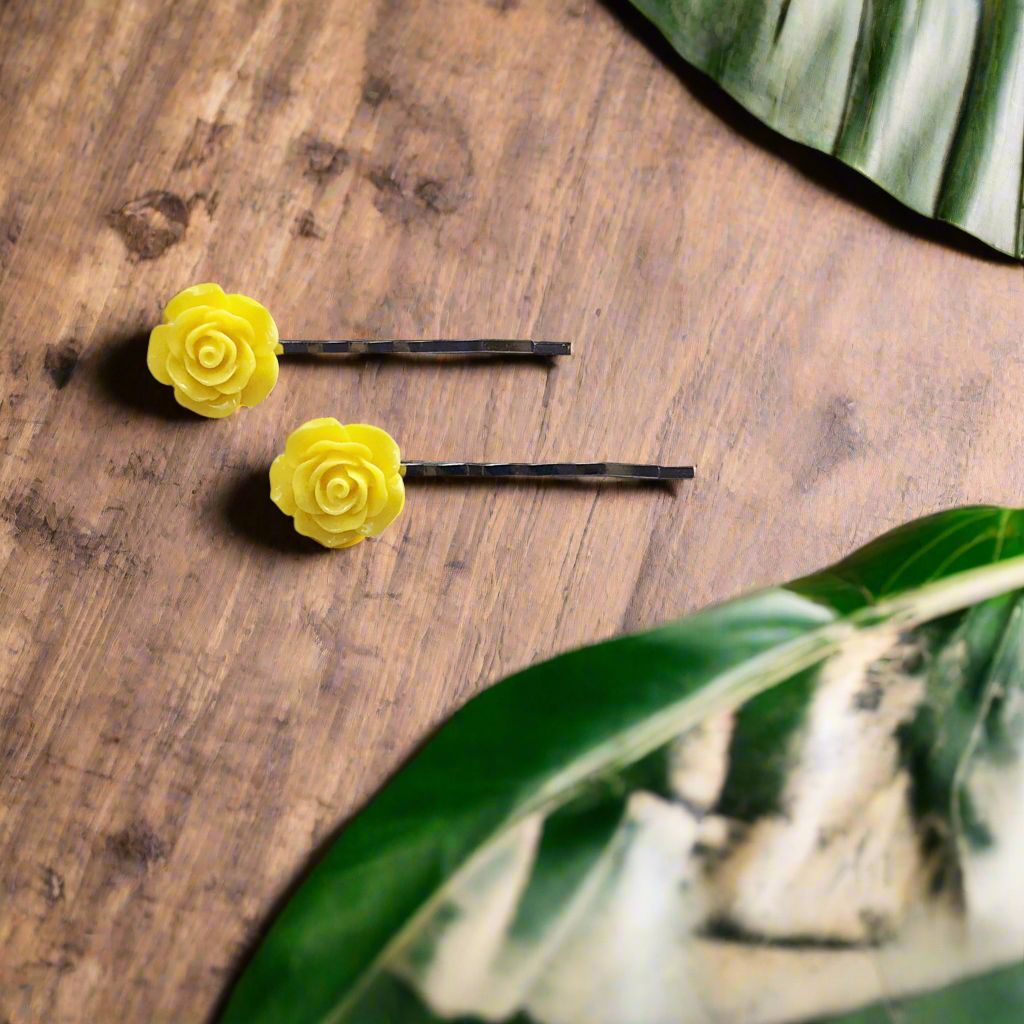 Yellow Flower Hair Pins - Delicate and Elegant Accessories