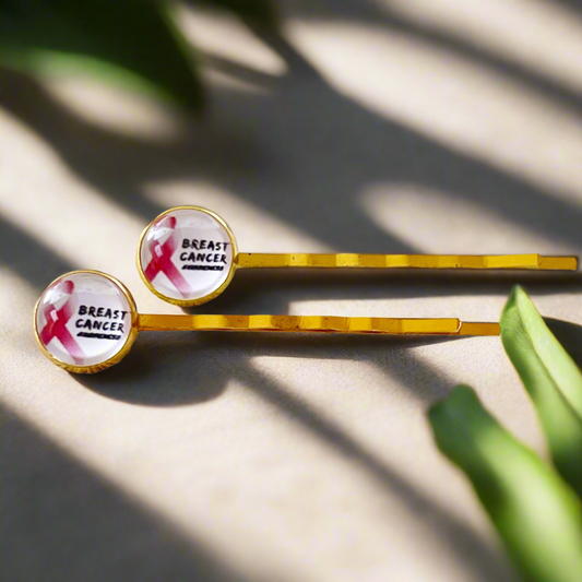 Breast Cancer Awareness Ribbon Hair Pins