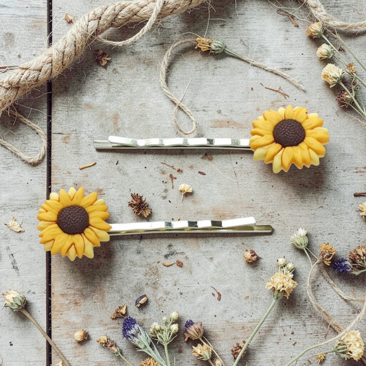 Sunflower Hair Pins: Bright & Cheerful Floral Accessories Be Grace Be Love Boutique