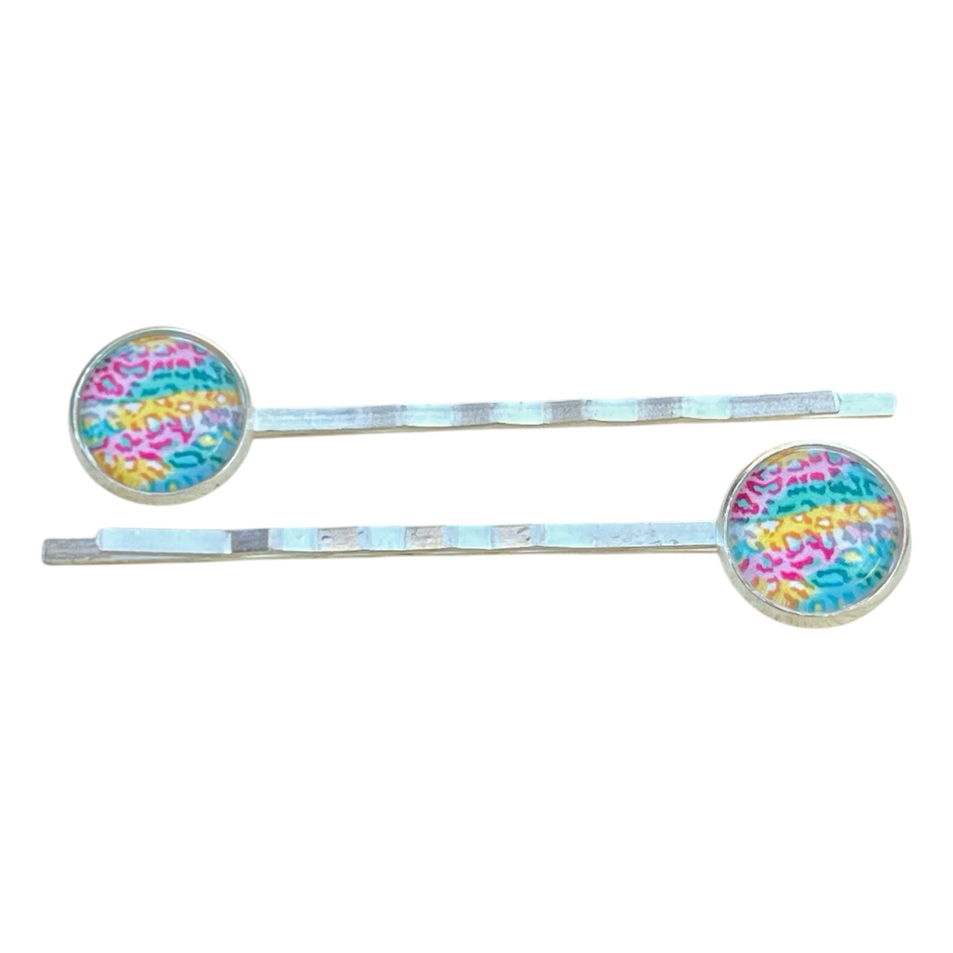 Spring Leopard Hair Pins – Set of 2 Pastel Animal Print Accessories