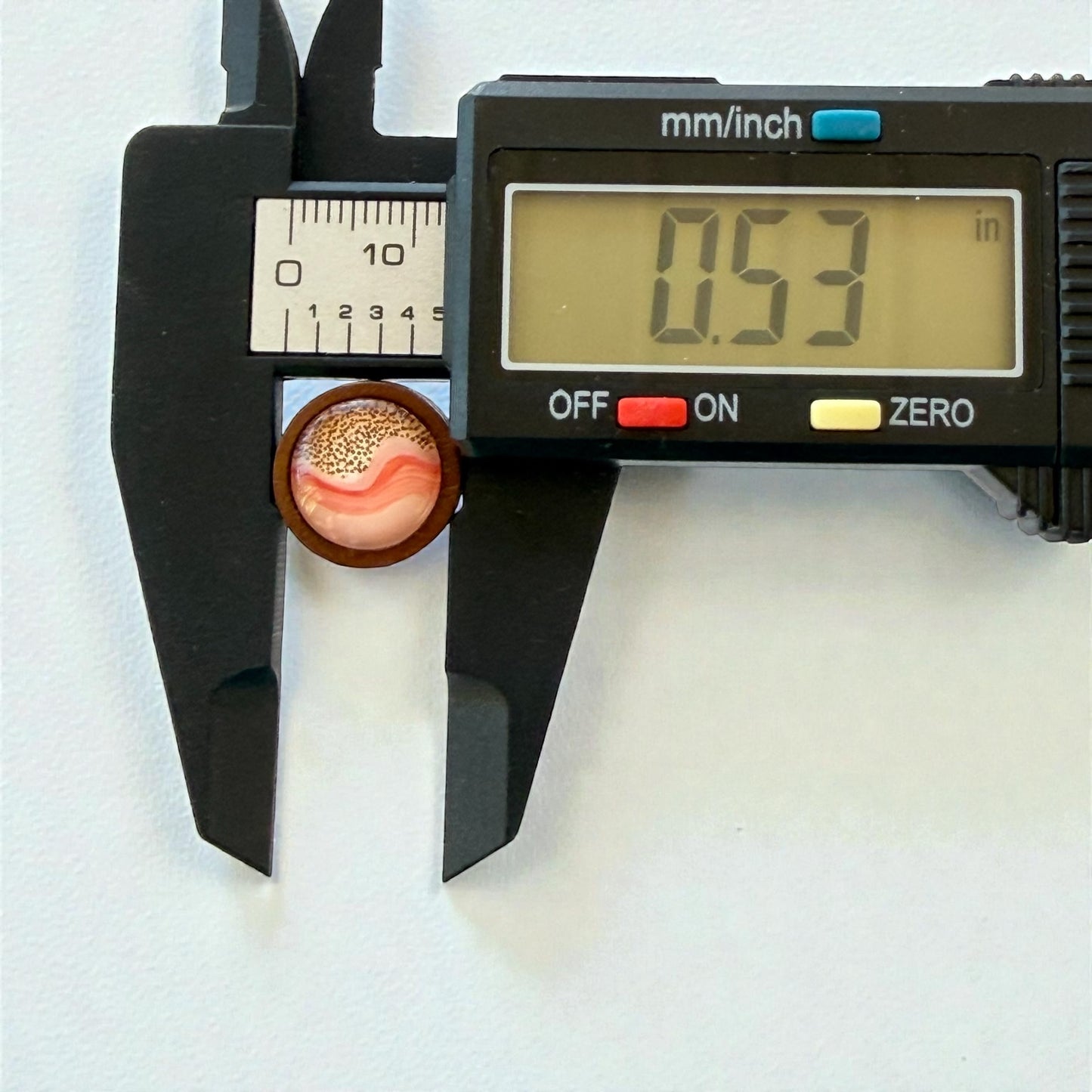 Desert Sunrise Boho Wood Stud Earrings – Peach & Terracotta Dots