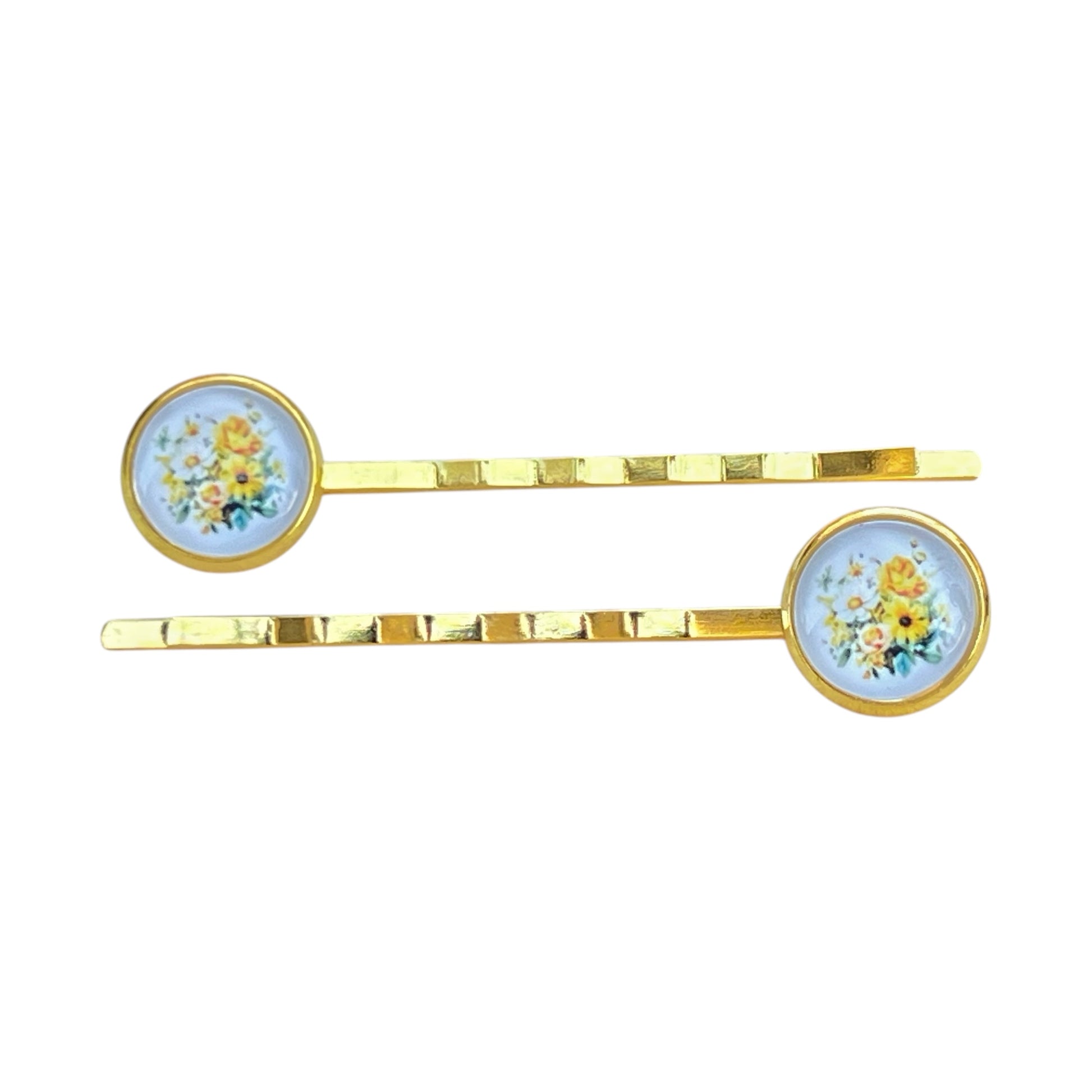 Vintage Floral Hair Pins – Set of 2 Gold Cottagecore Accessories