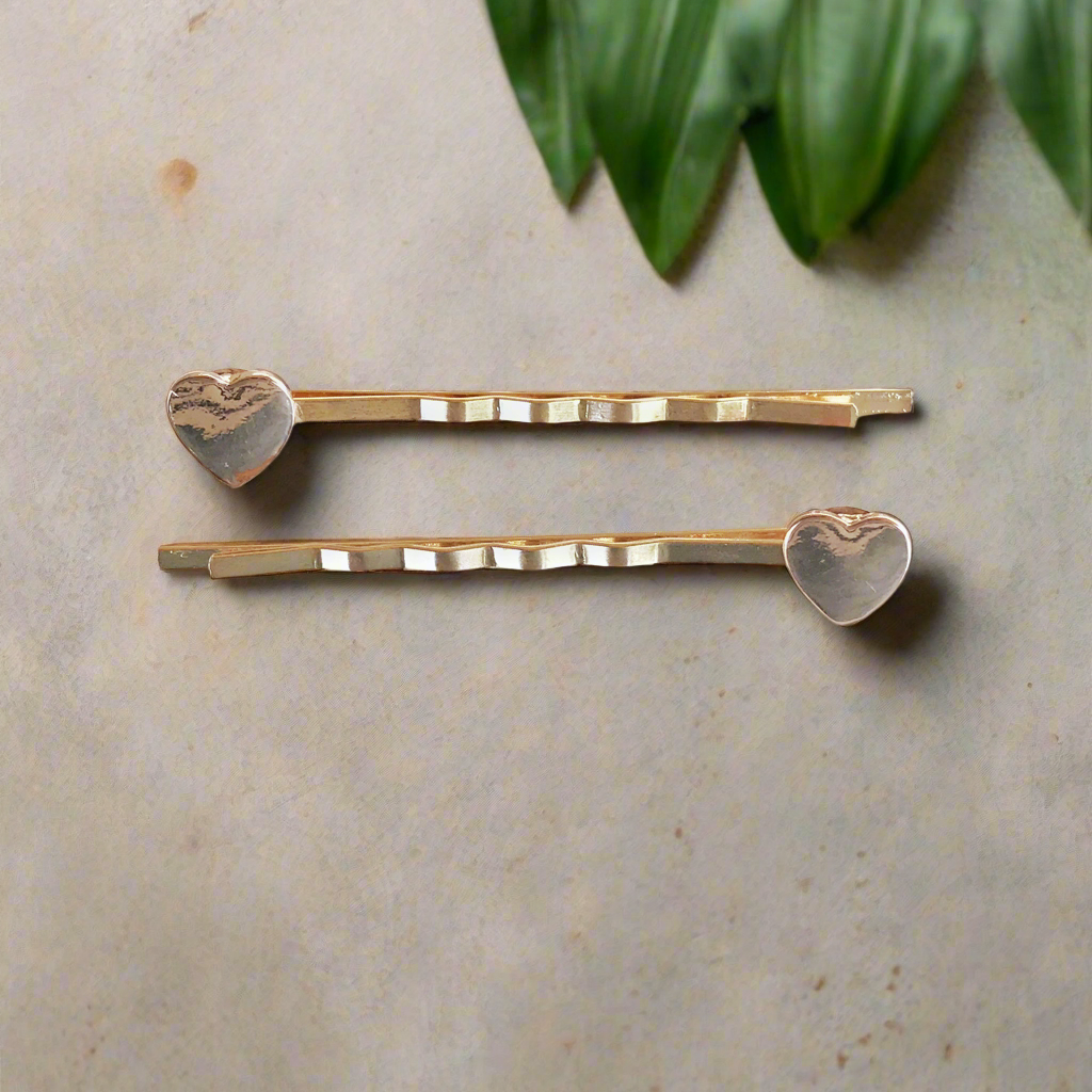 Tiny Rose Gold Heart Hair Pins - Delicate and Elegant Accessories