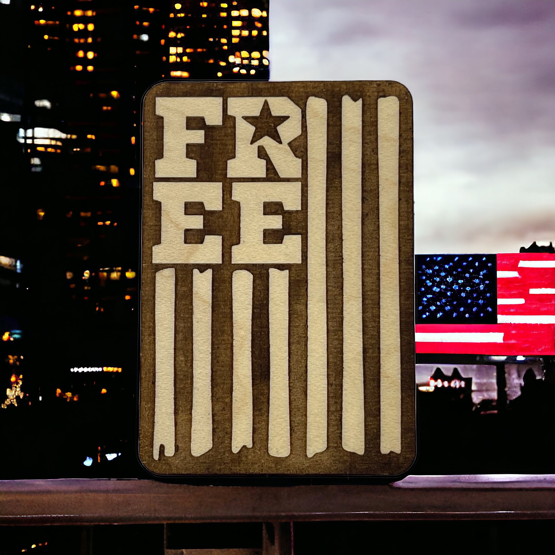 Free Flag Vertical Magnet – Patriotic Rustic Wood Decor