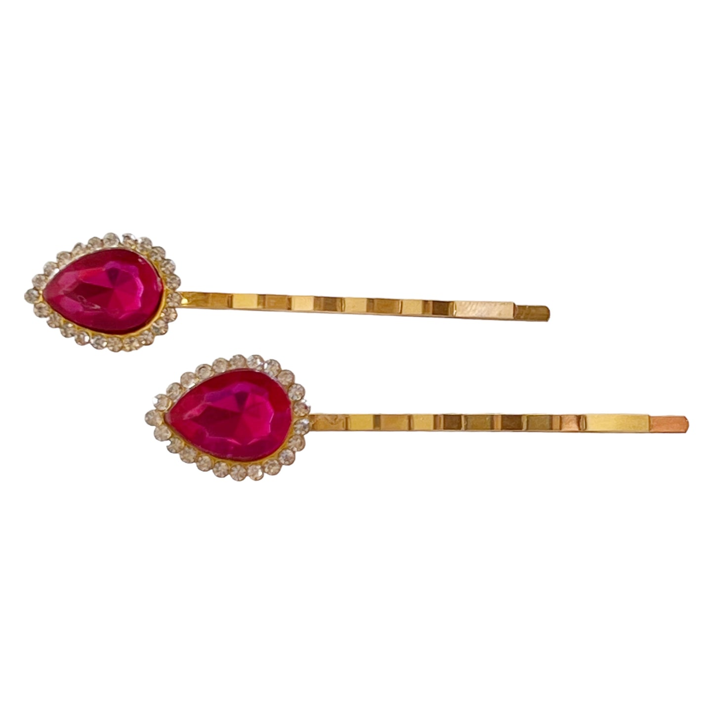 Hot Pink Teardrop Hair Pins – Set of 2 Boho Glam Accessories