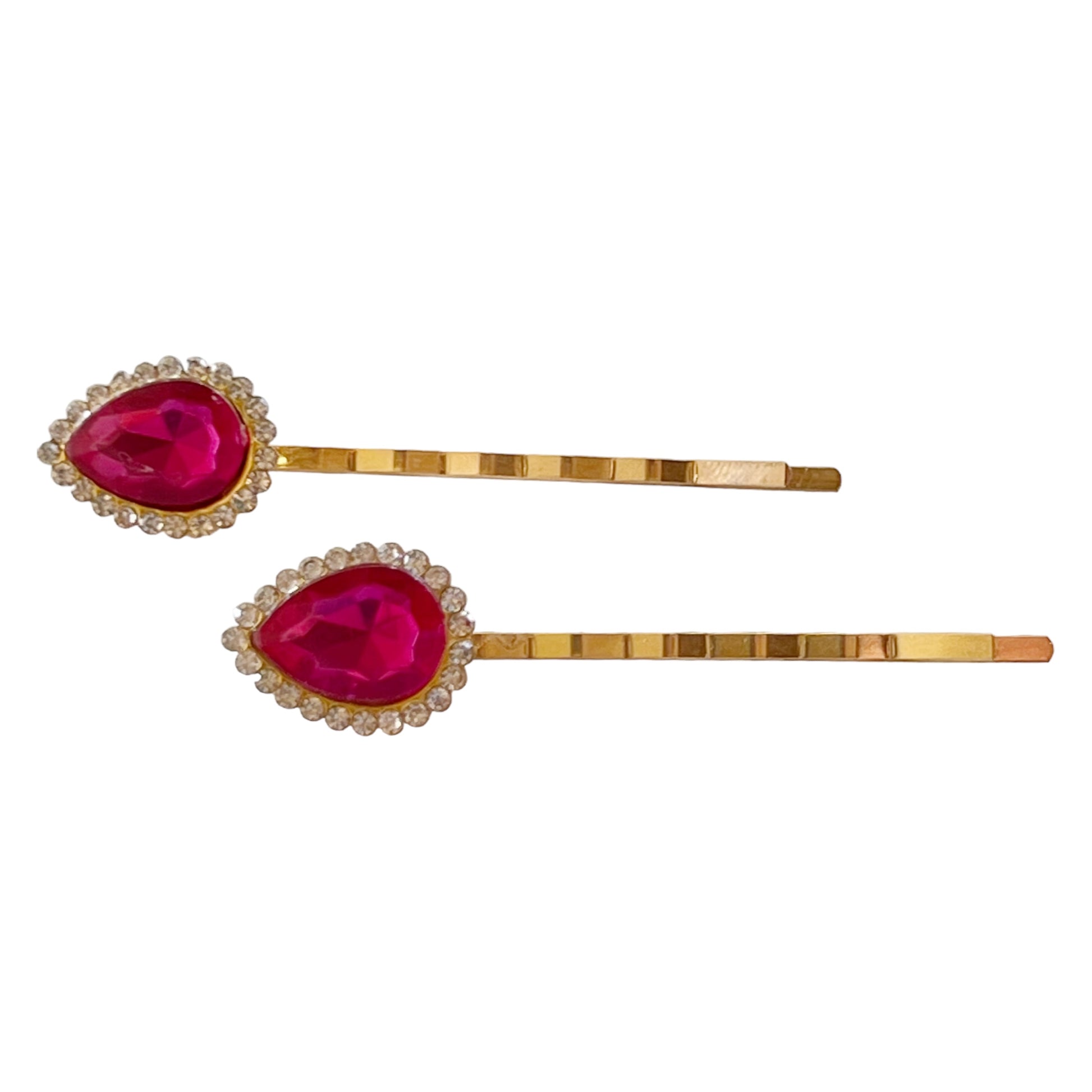 Hot Pink Teardrop Hair Pins – Set of 2 Boho Glam Accessories
