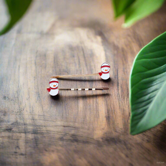 Penguin Hair Pins - Red & White Penguin Bobby Pin Set of 2