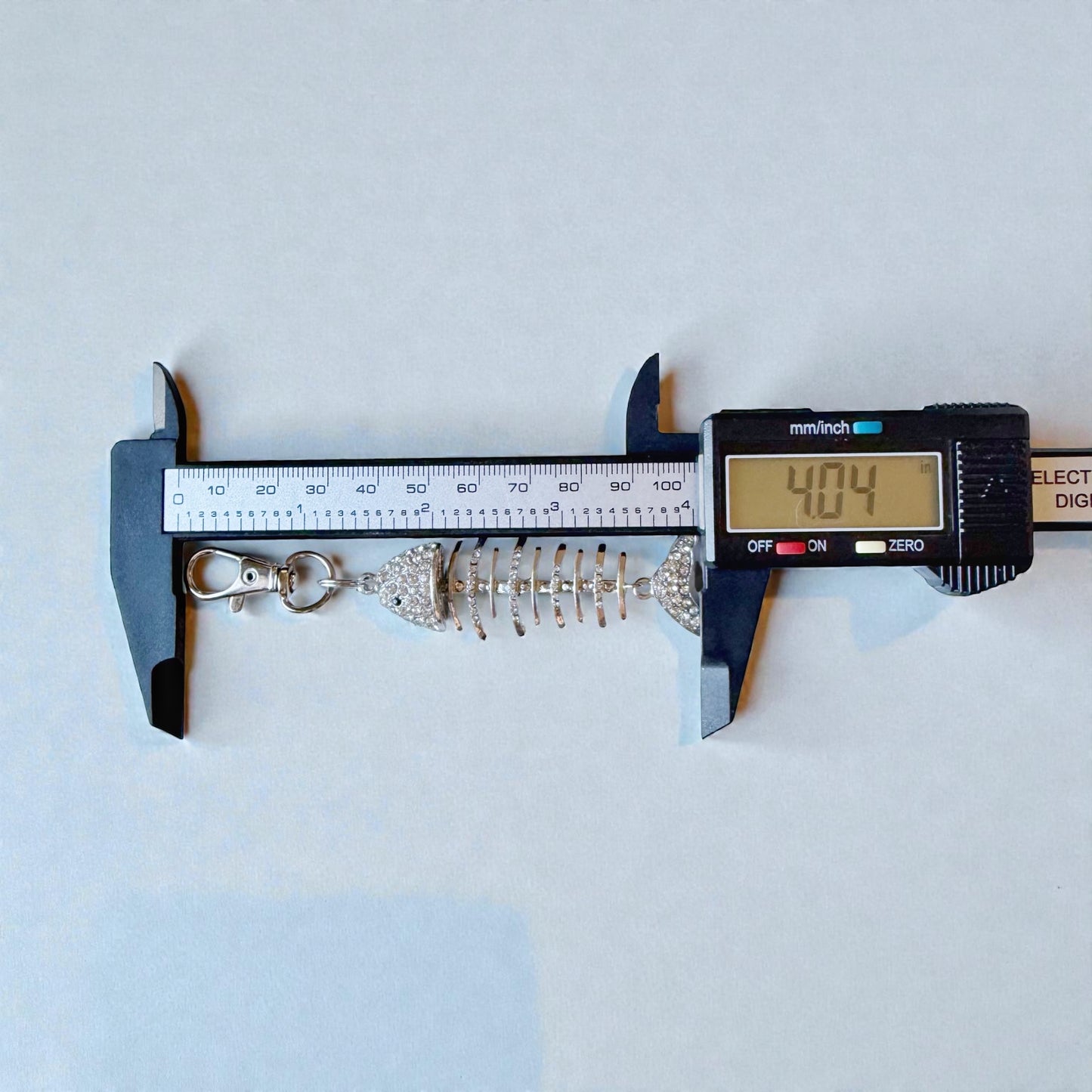 Rhinestone Fishbone Purse Charm – Sparkly Silver Bag Accessory