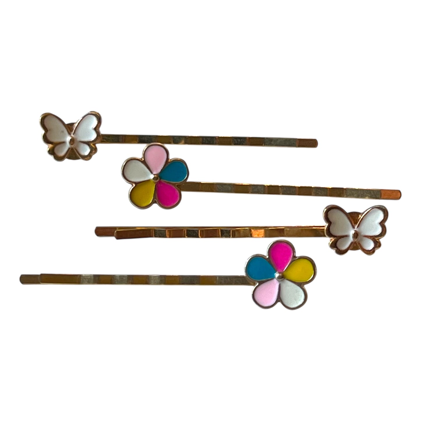 Colorful Flower & Butterfly Hair Pin Set – Handmade Whimsical Clips