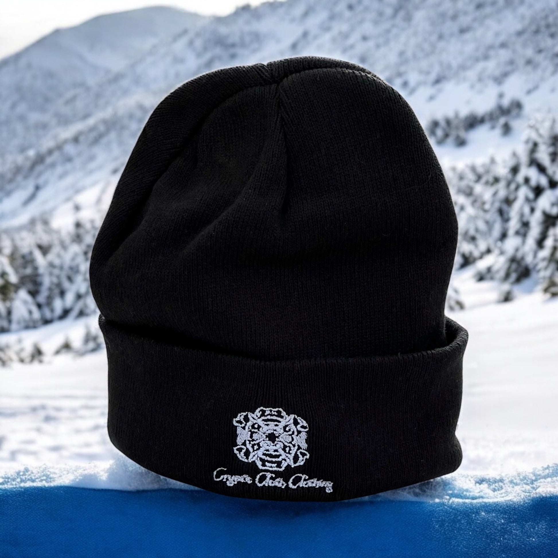 [PREORDER] Embroidered Black Beanie – Hand-Drawn – Demon Skull Streetwear Hat