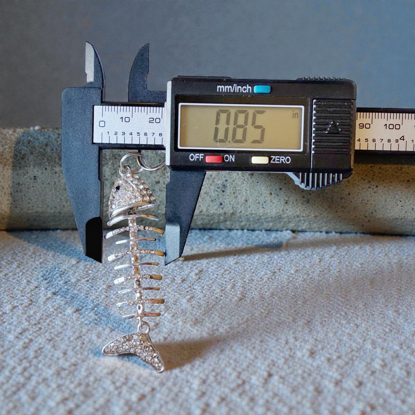 Rhinestone Fishbone Purse Charm – Sparkly Silver Bag Accessory