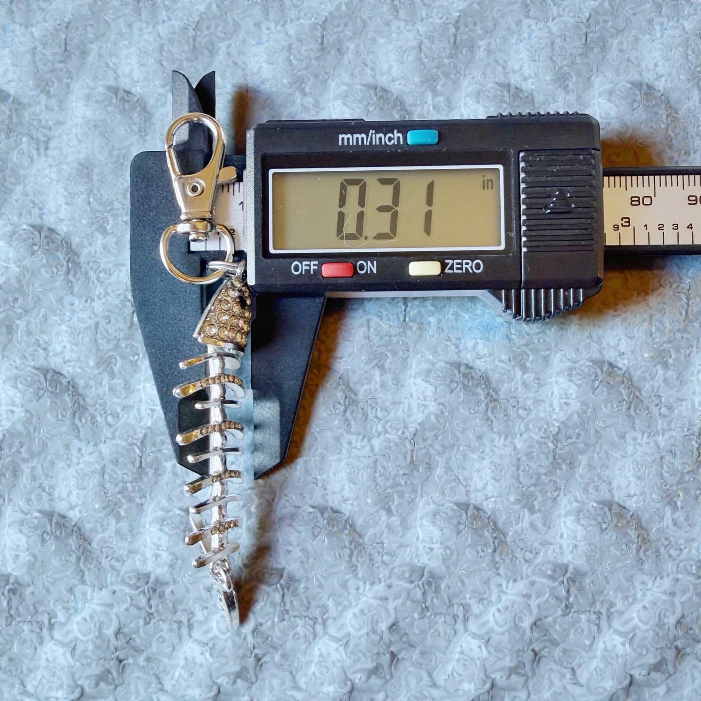 Rhinestone Fishbone Purse Charm – Sparkly Silver Bag Accessory