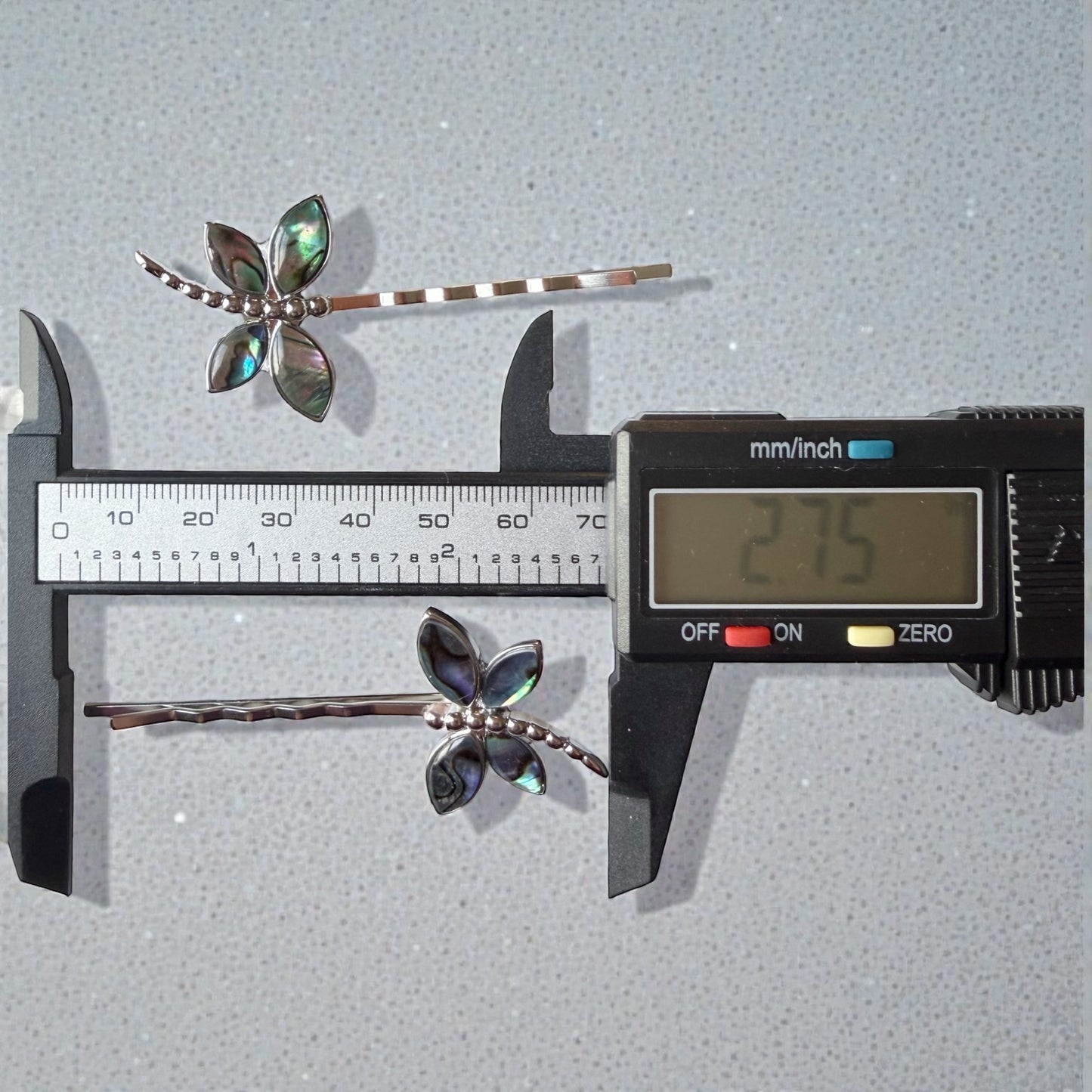 Abalone & Silver Dragonfly Hair Pin Set – Natural Shell Bobby Pins for Women