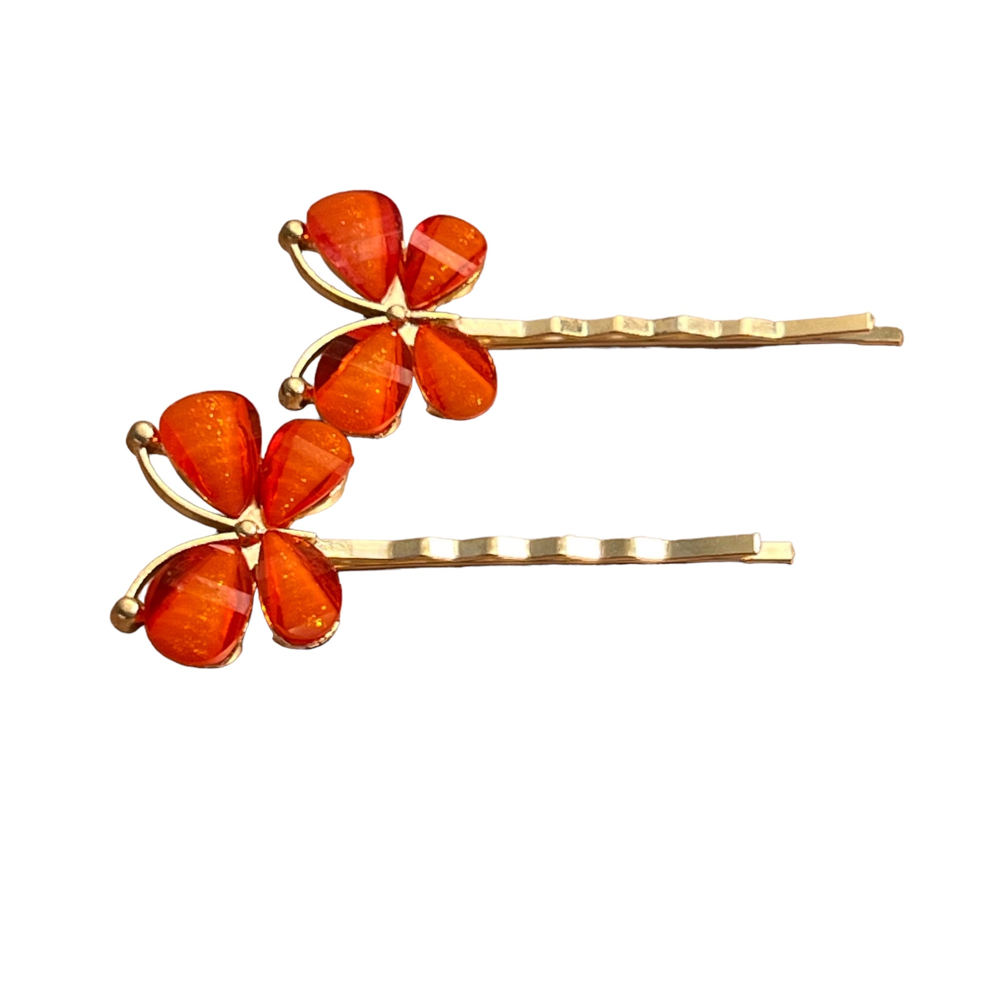 Orange Butterfly Hair Pins – Set of 2 Boho Spring Accessories