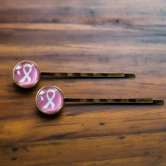 Breast Cancer Awareness Ribbon Hair Pins - Stylish Accessories