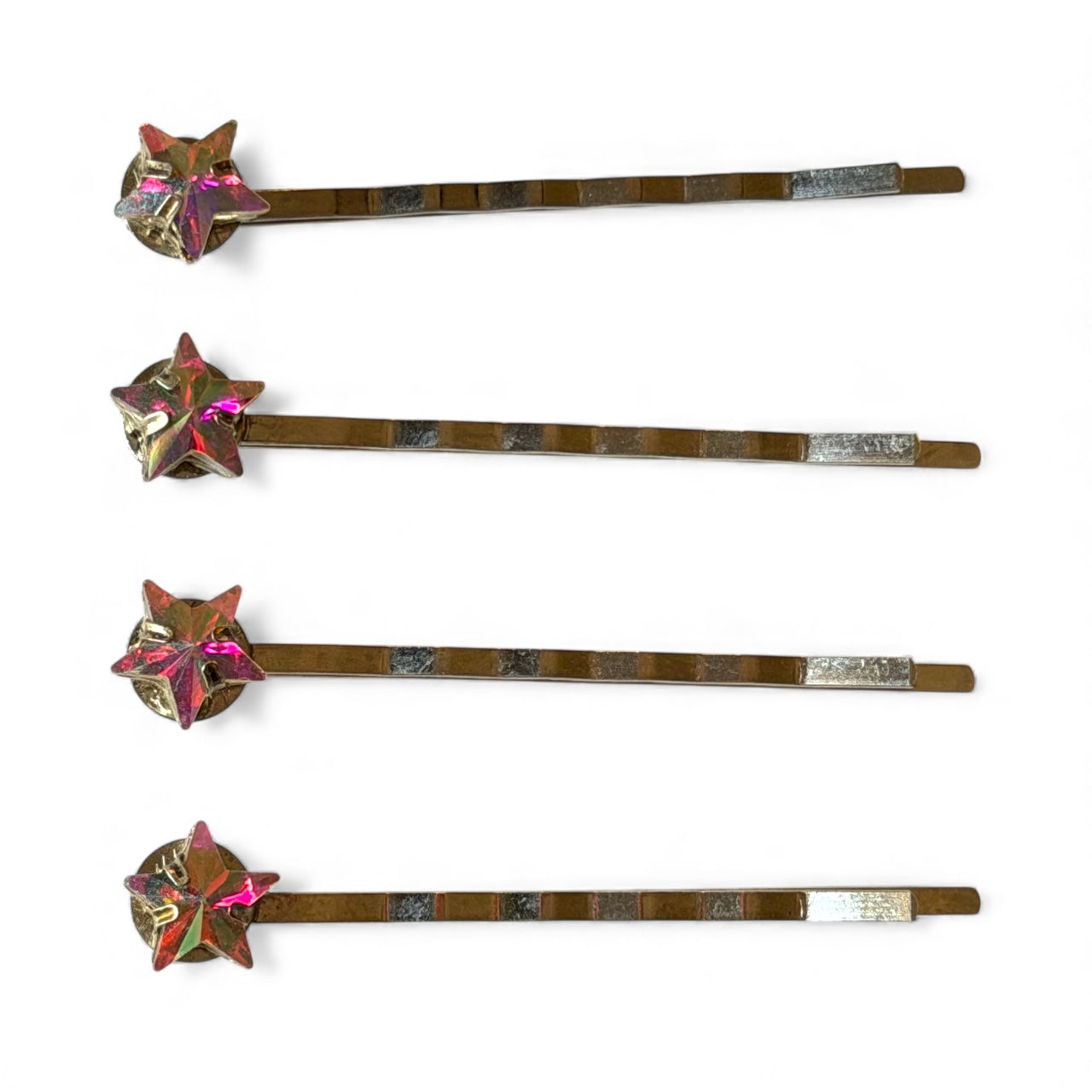 Iridescent Star Hair Pins for Women – Silver Celestial Bobby Pins