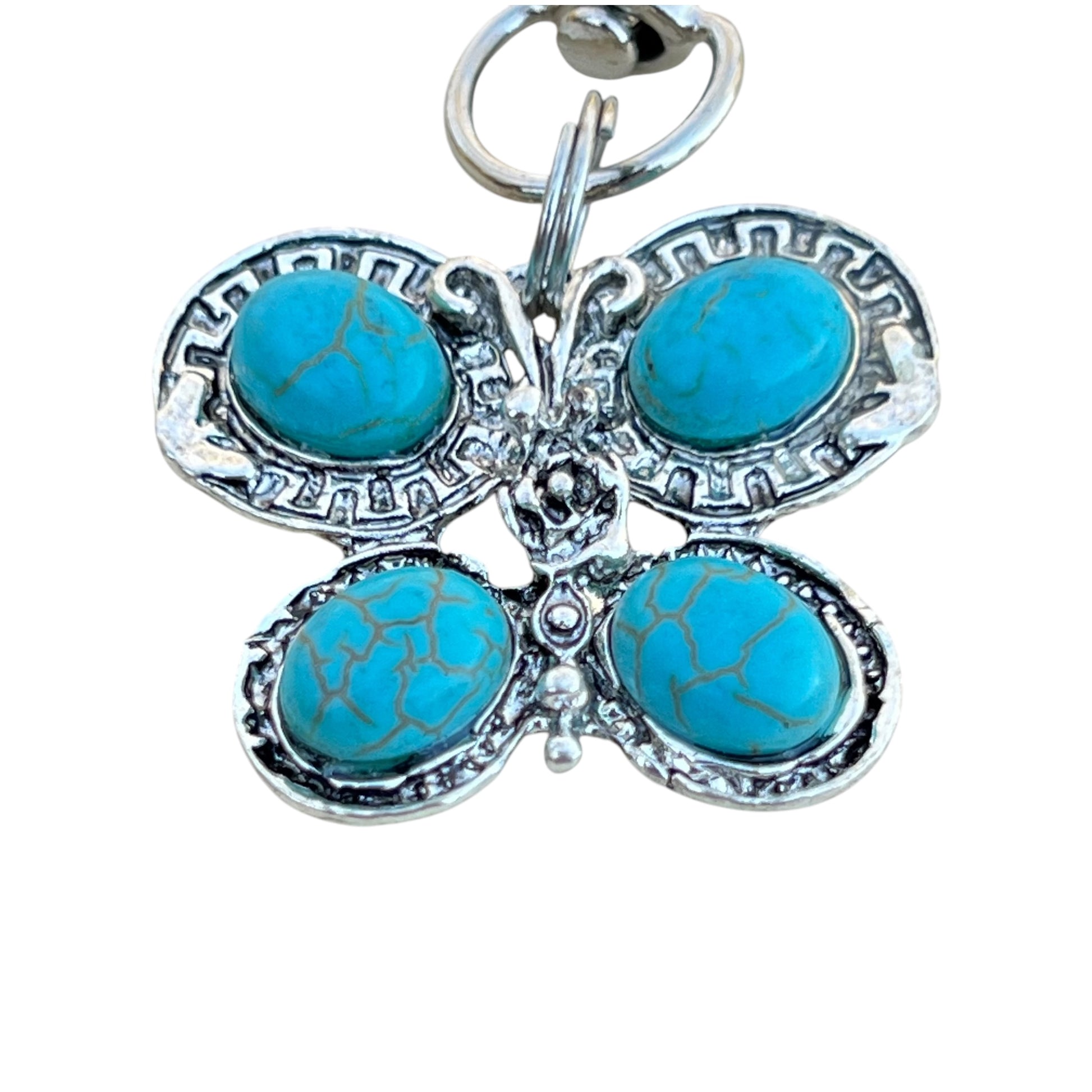 Turquoise Butterfly Keychain – Handmade Boho Bag Charm