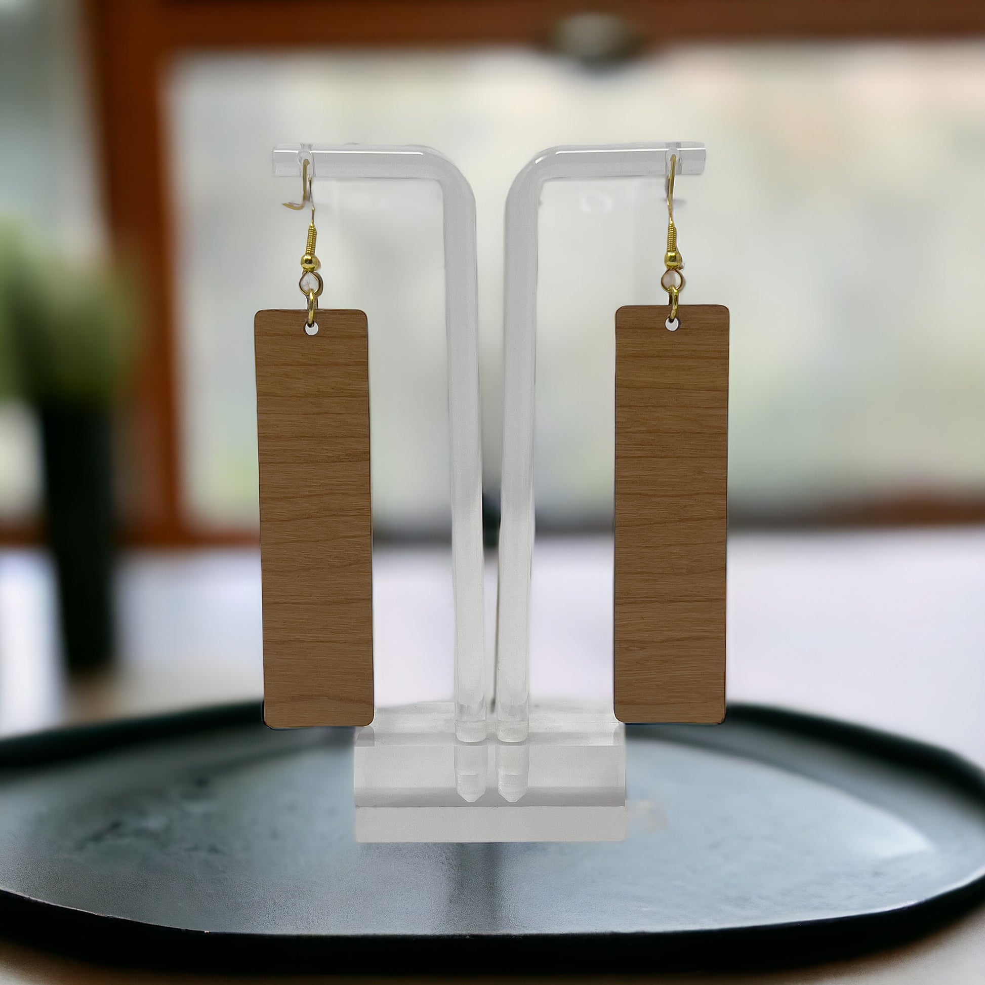 Bookshelf Wood Earrings – Handmade Boho Literary Jewelry