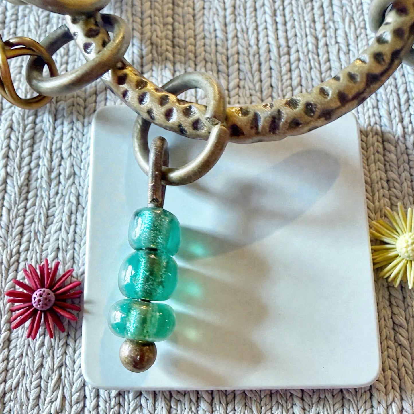 Earthy Leaf Gemstone Purse Charm – Boho Nature Keychain for Her