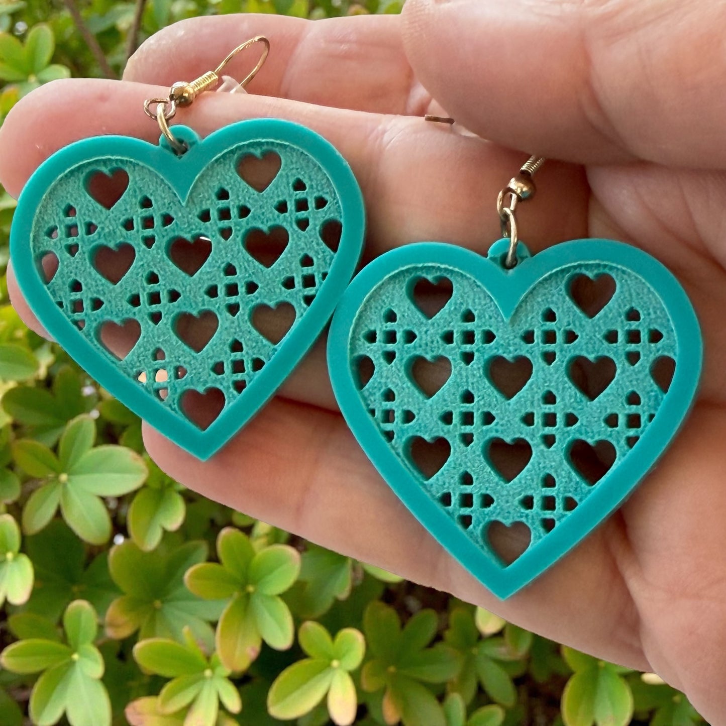Turquoise Cutout Heart Earrings – Lightweight Boho Dangle Jewelry