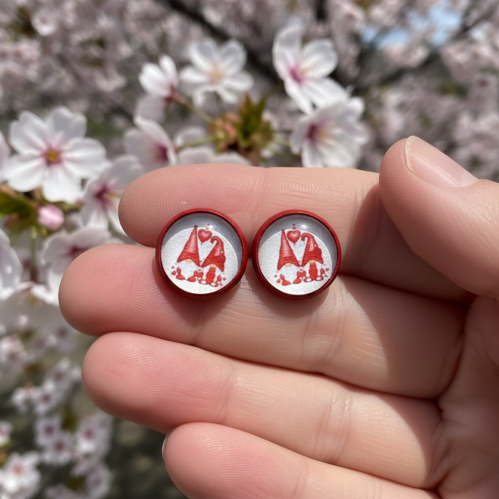 Valentine Gnome Stud Earrings – Whimsical Red Holiday Jewelry