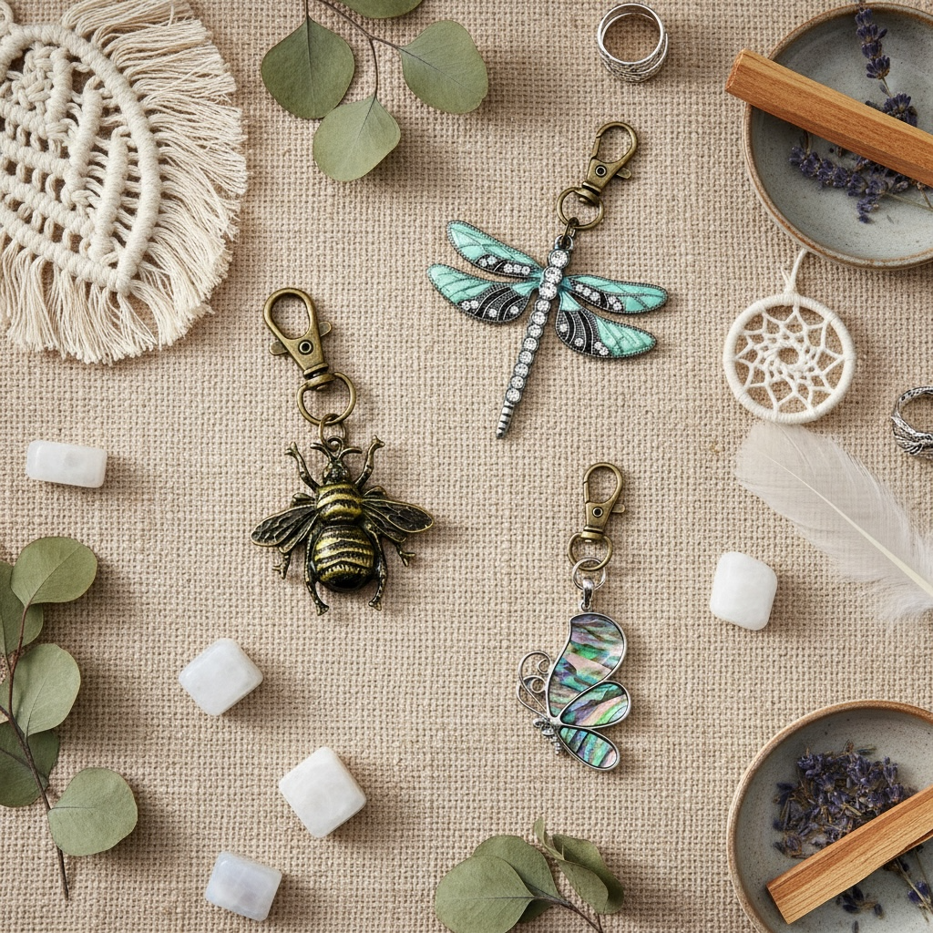 Nature Lover Purse Charm Trio – Bee, Butterfly & Dragonfly Gift Set