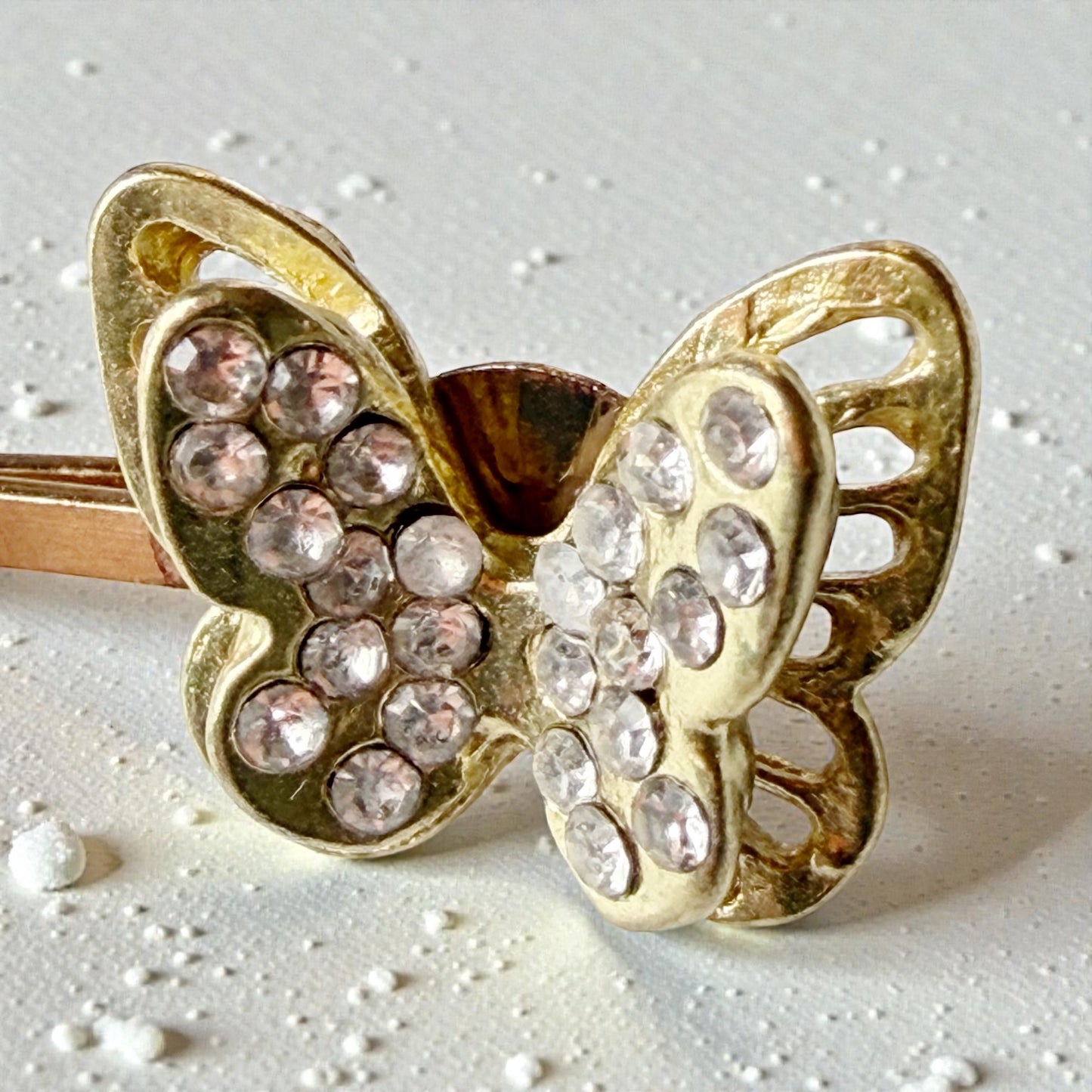 Gold Butterfly Hair Pins – Sparkly Rhinestone Wedding Clips for Women