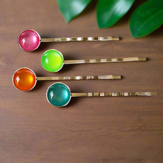 Neon Rainbow Hair Pins – Bright Colorful Resin Bobby Pin Set