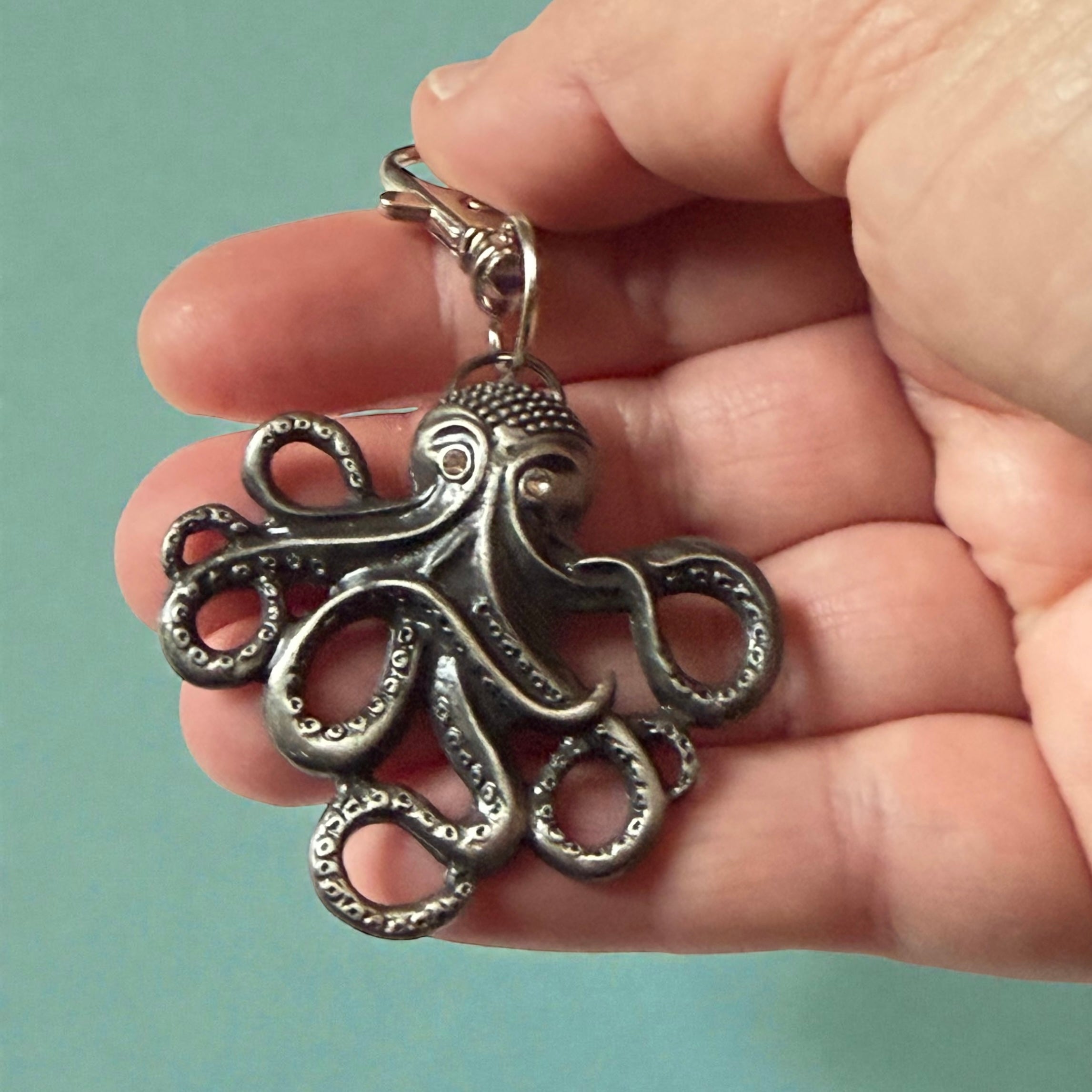 Silver Octopus Purse Charm – Coastal Nautical Bag Accessory Gift
