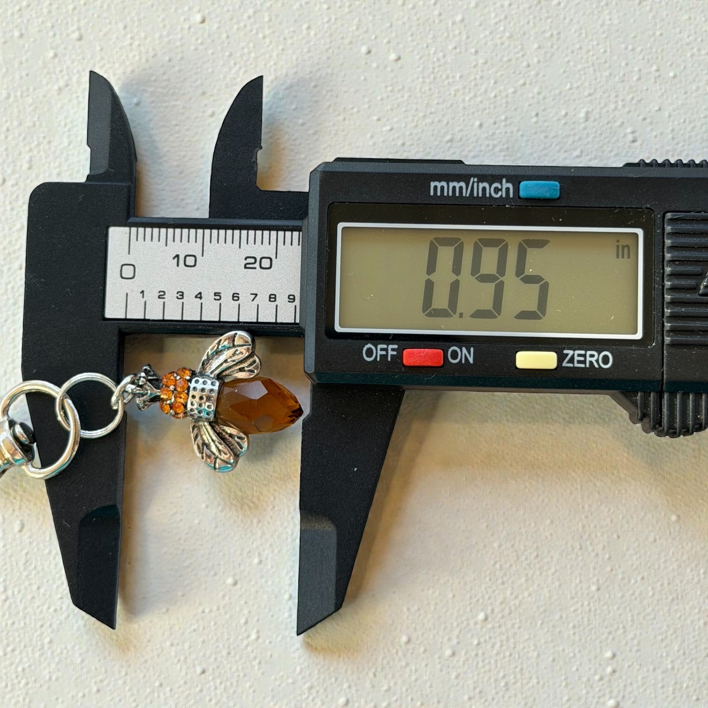 Amber Bee Purse Charm – Silver Boho Nature-Inspired Keychain