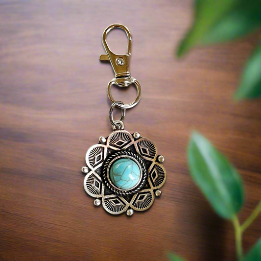 Western Turquoise Handbag Charm - Southwest Keychain
