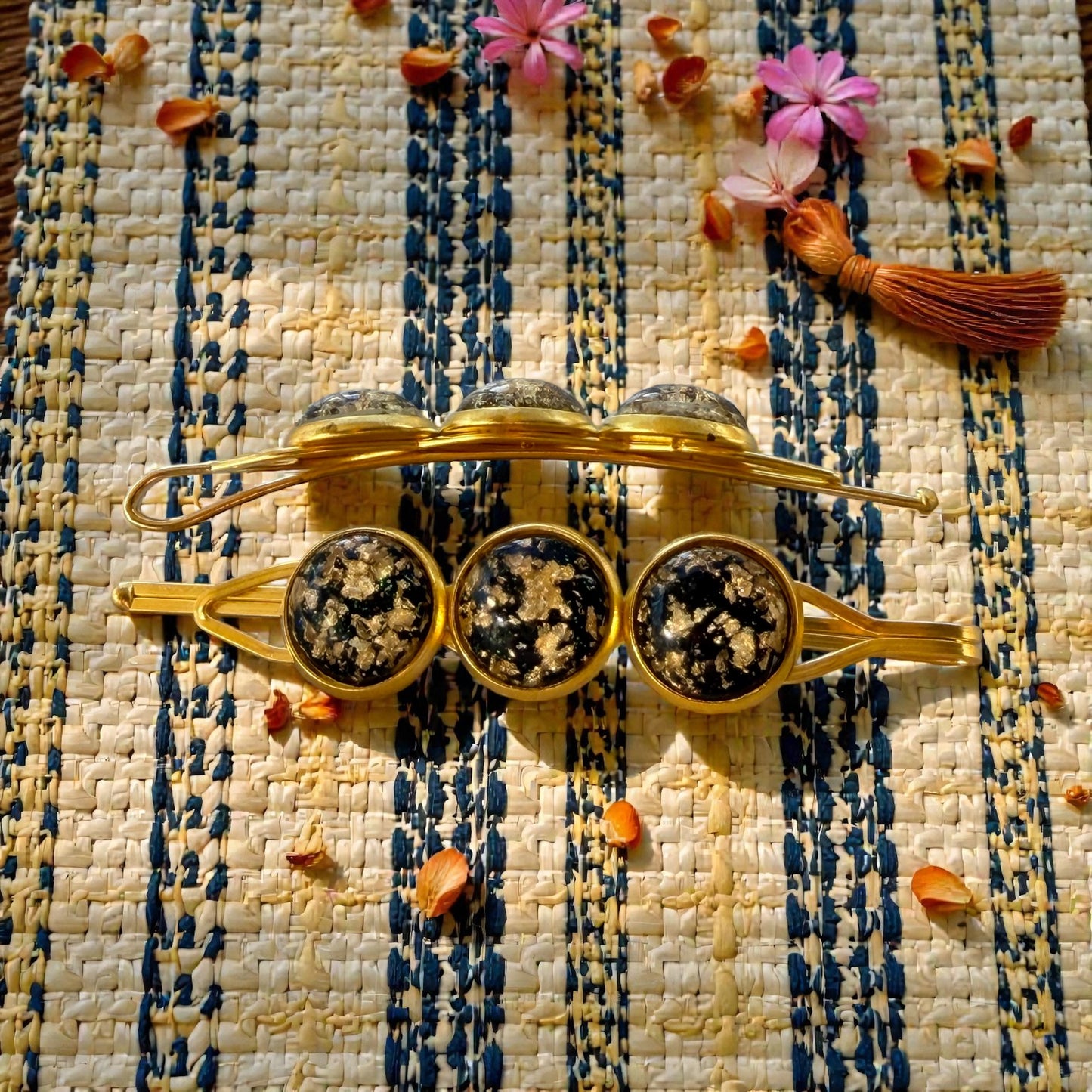 Black & Gold Foil Hair Pins – Handmade Glam Bobby Pin Set for Women