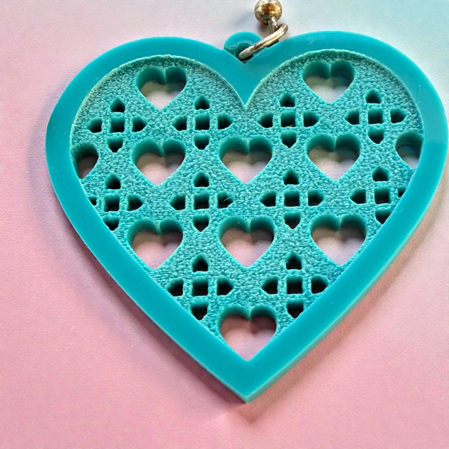 Turquoise Cutout Heart Earrings – Lightweight Boho Dangle Jewelry
