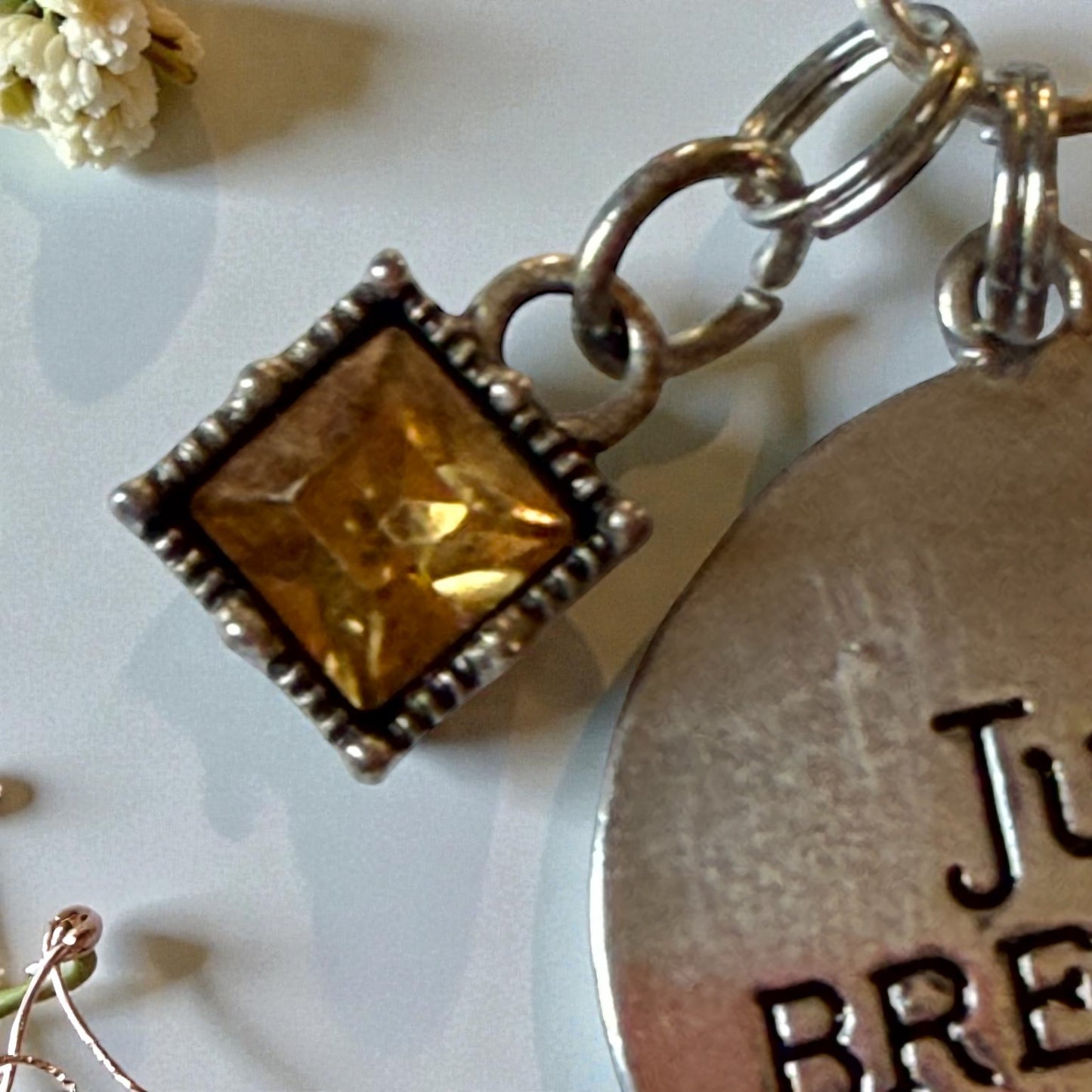 Just Breathe Lotus Purse Charm – Silver Bag Clip Keychain