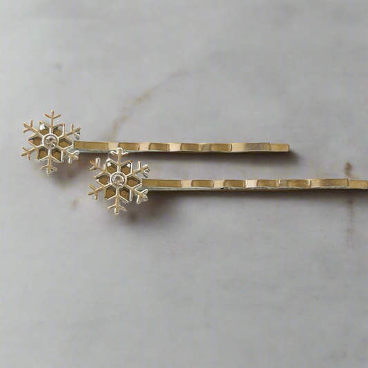 Snowflake Hair Pins – Crystal Silver Winter Boho Hair Clips