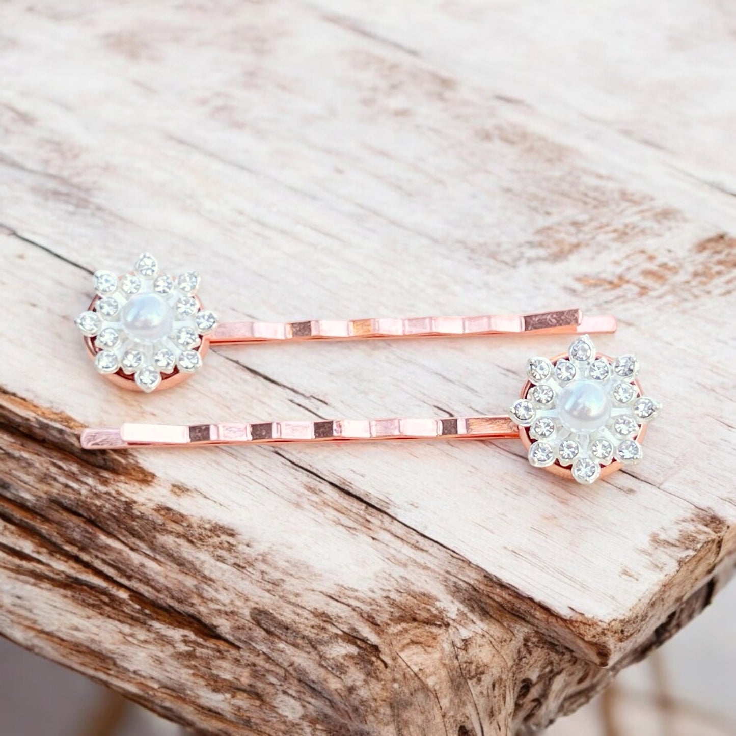 Rose Gold Hair Pins – Set of 2 Elegant Bridal Accessories