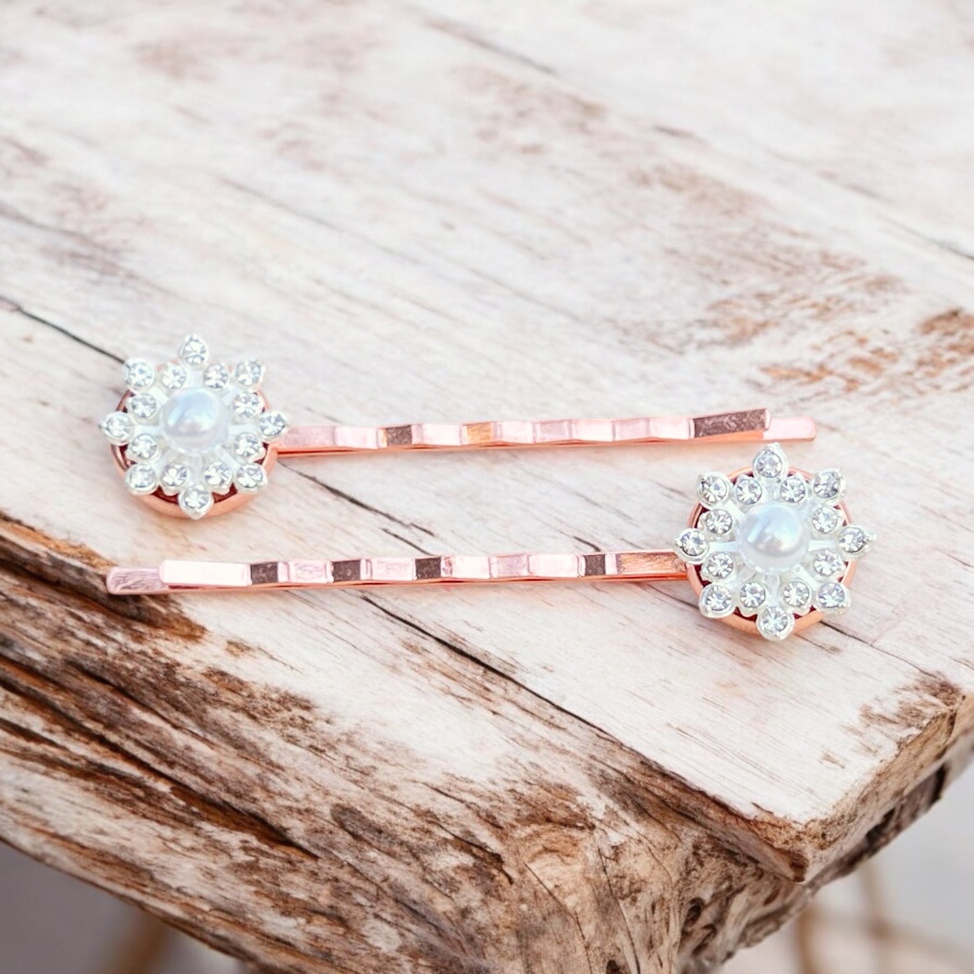 Rose Gold Hair Pins – Set of 2 Elegant Bridal Accessories