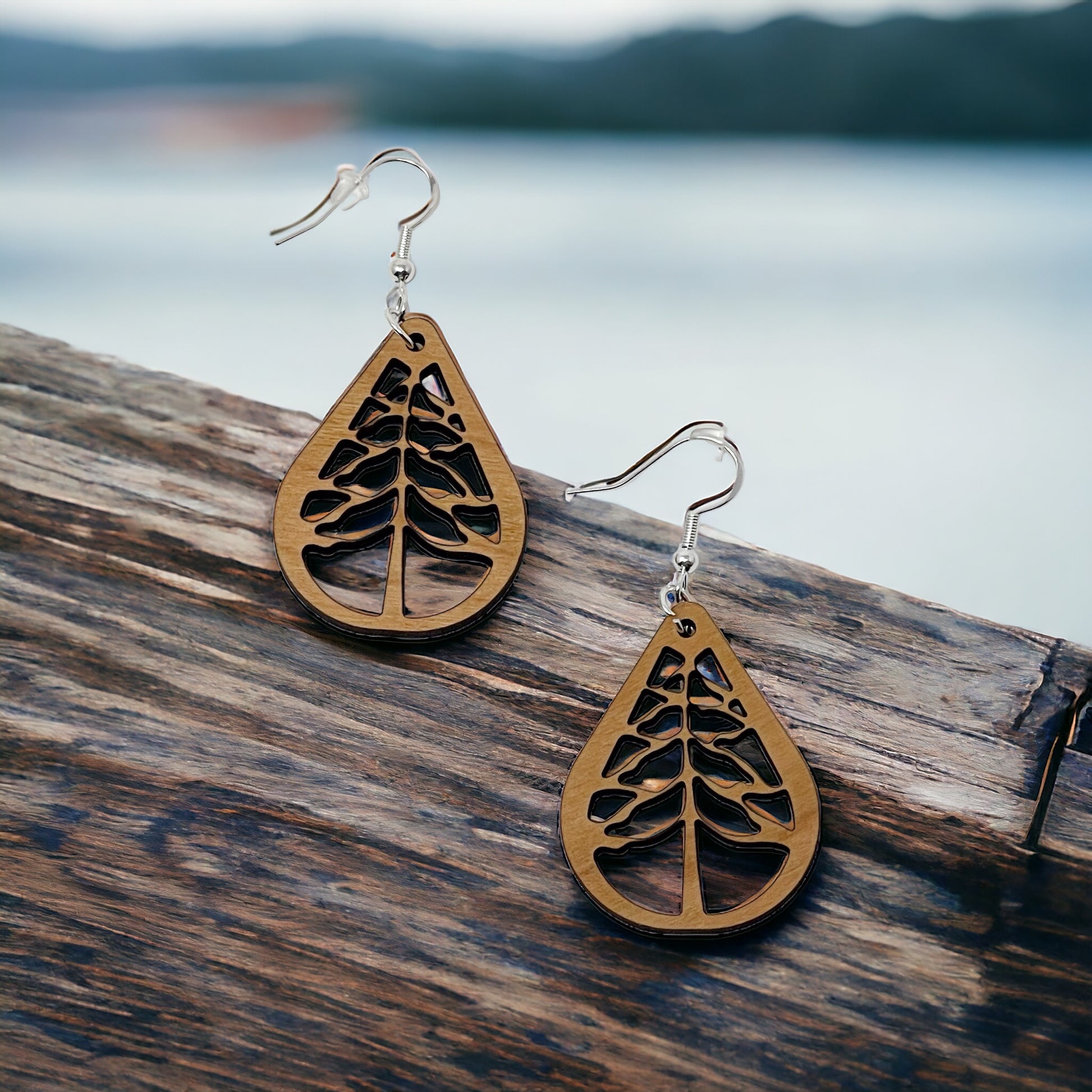 Woodland Tree Cutout Earrings – Teardrop Forest Nature Jewelry