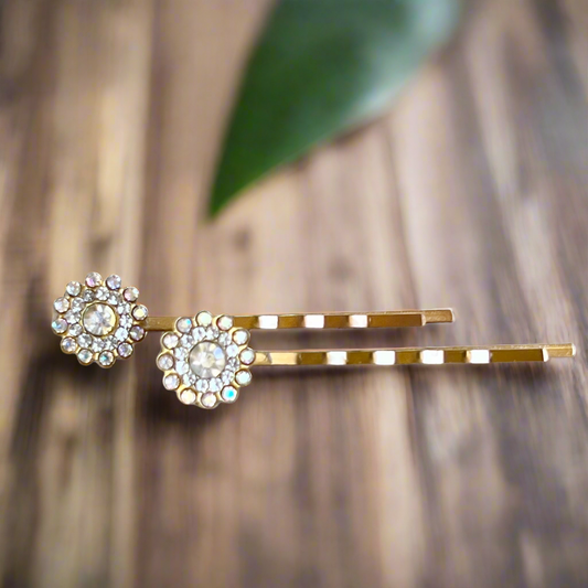 Rhinestone Flower Hair Pins