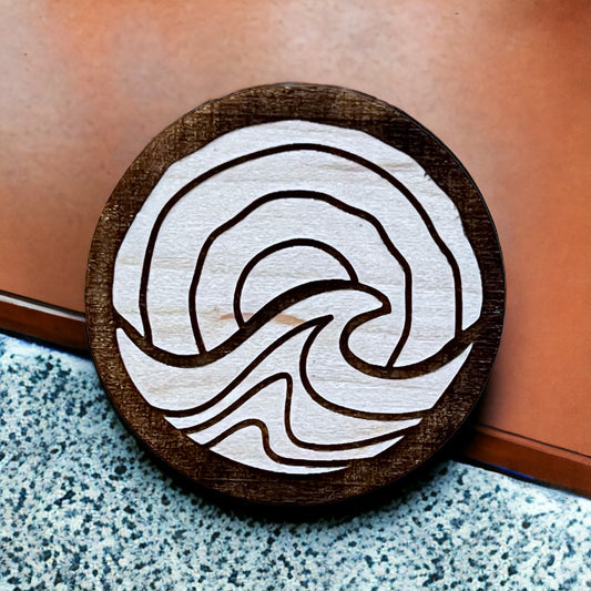 Minimalist Wave Magnet – Modern Coastal Wooden Decor for Beach Lovers