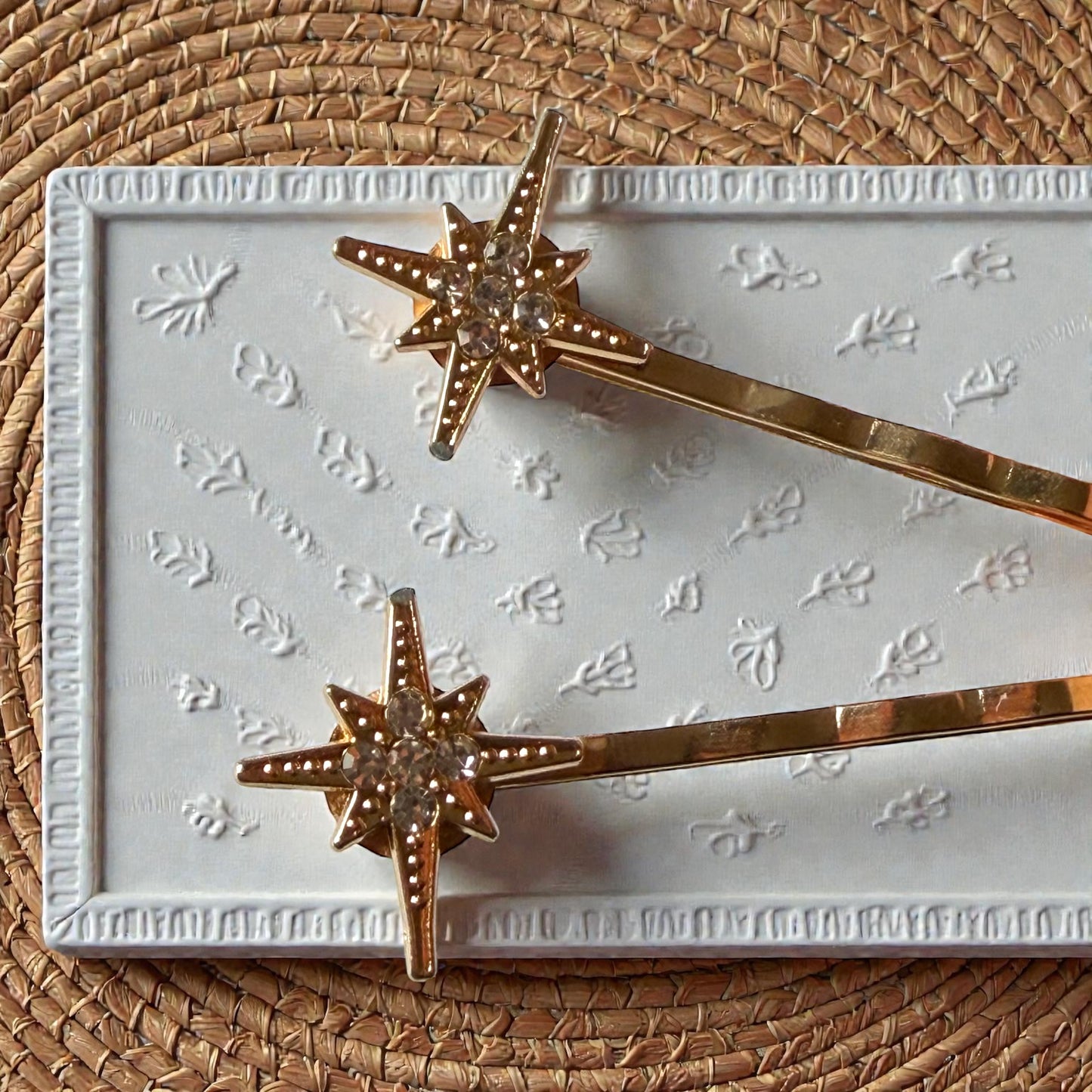 North Star Rhinestone Hair Pins – Gold Celestial Vintage Hair Clips