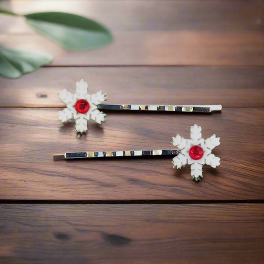 Snowflake Hair Pins Whimsical Winter Bobby Pins for Christmas