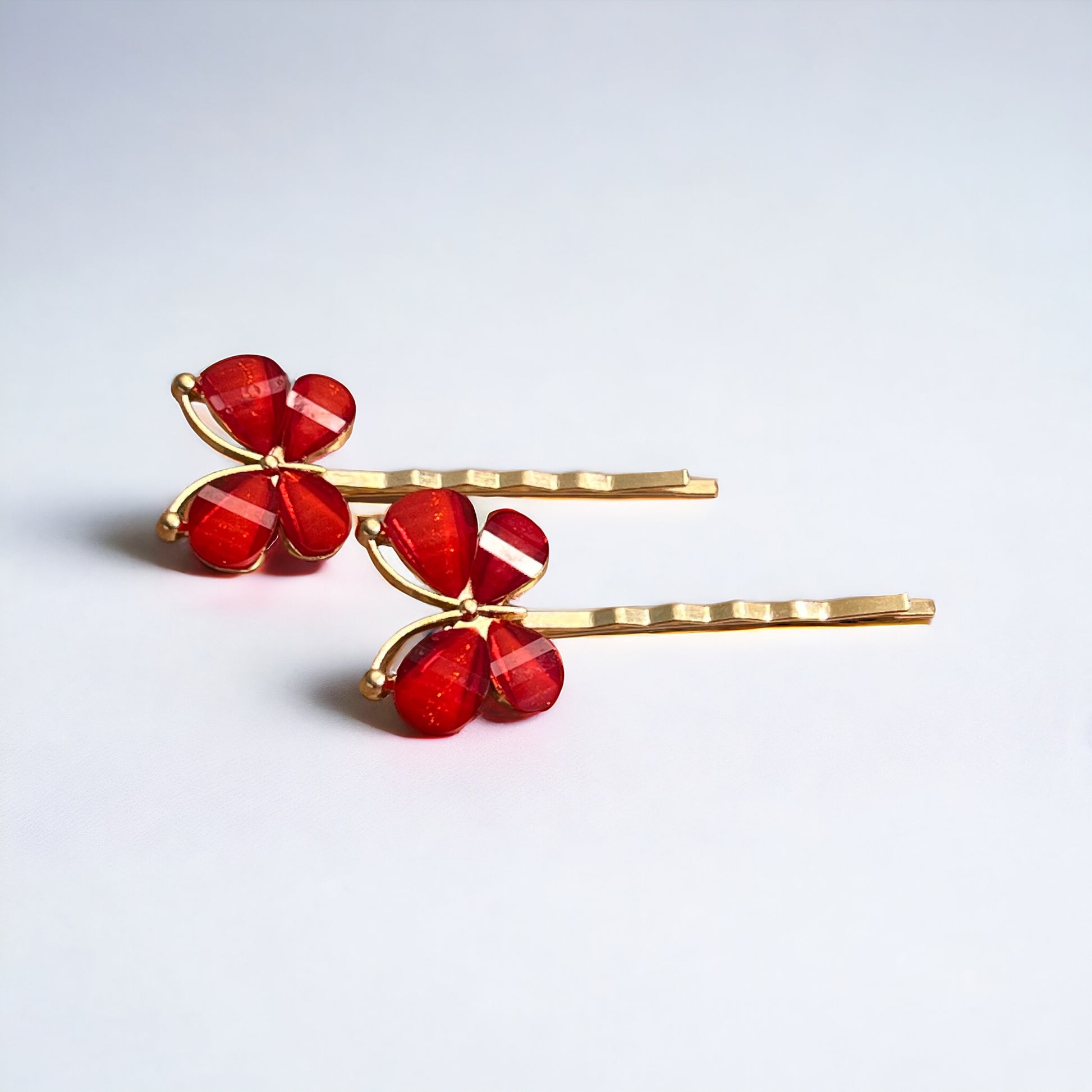 Red Resin Butterfly Hair Pins – Set of 2 Boho Spring Accessories