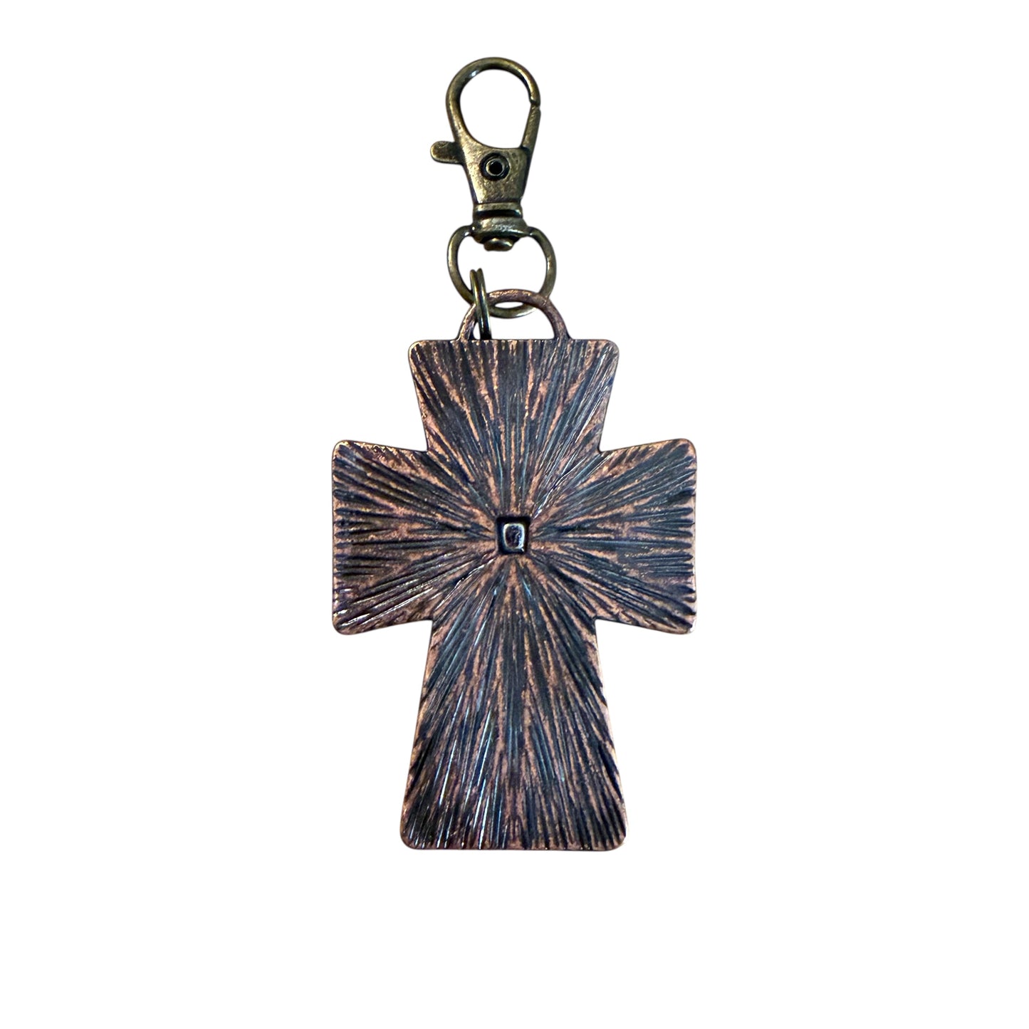 Turquoise Cross Purse Charm – Rustic Western Faith Accessory